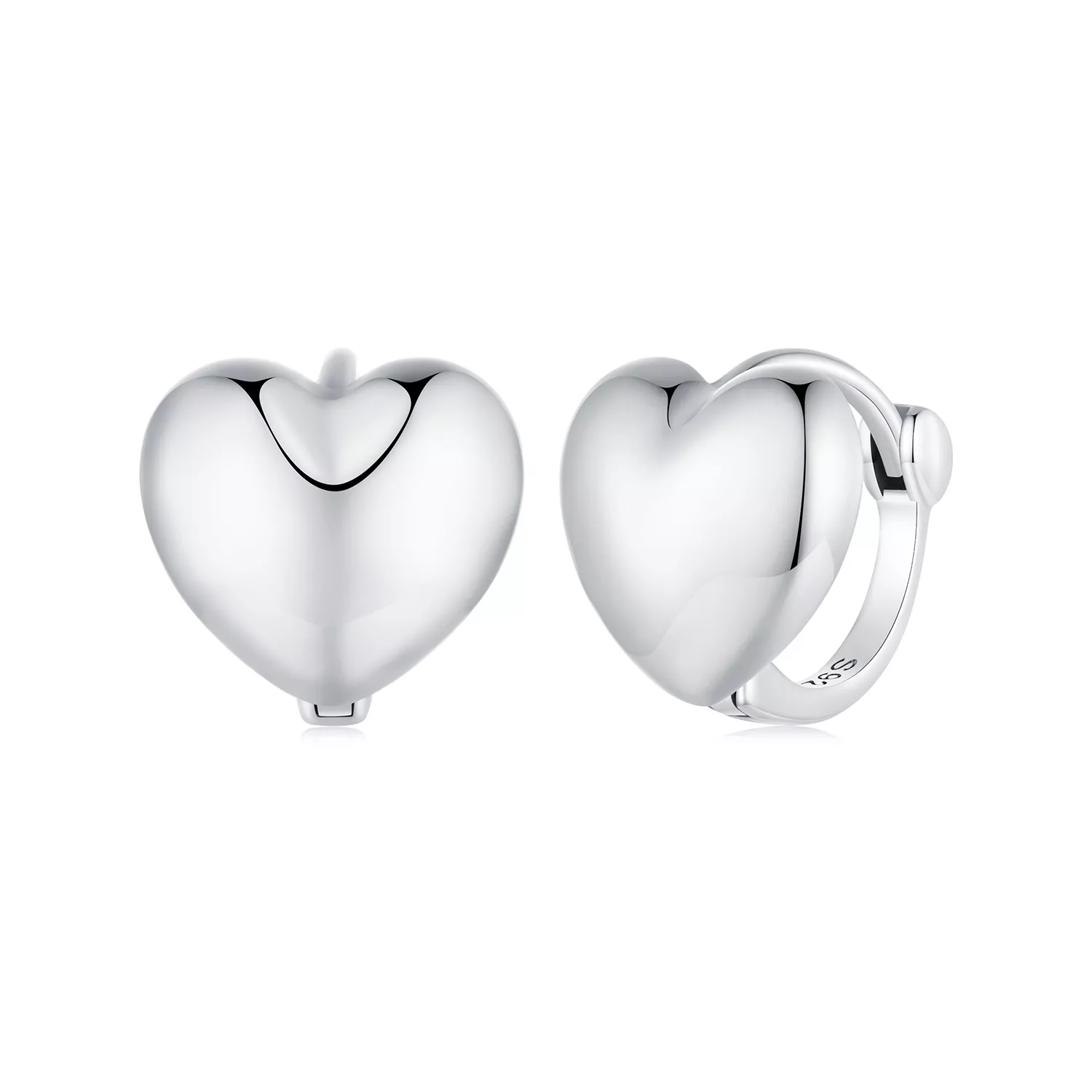 aretes de argolla en forma de corazón estilo pandora bse905