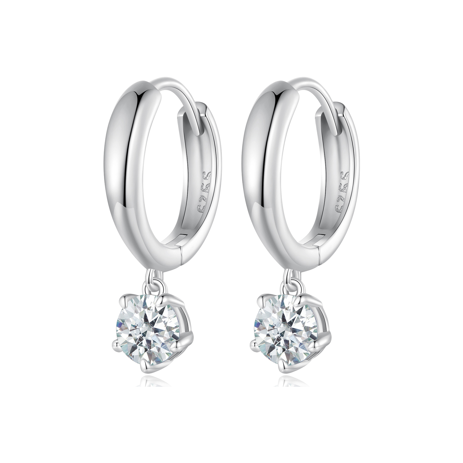 aretes de argolla estilo pandora de 05 quilates de moissanita dos certificados mse040