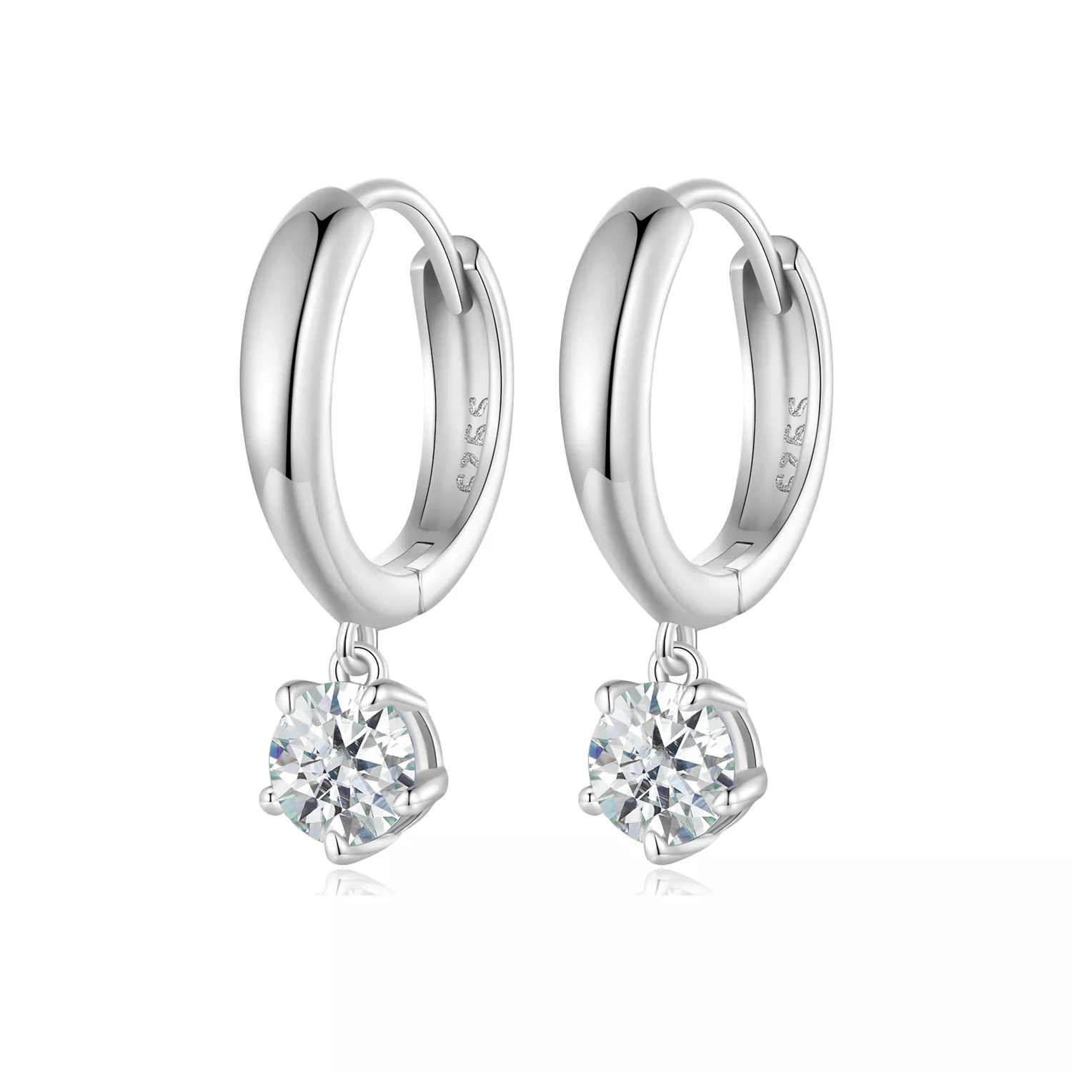 aretes de argolla estilo pandora de 05 quilates de moissanita dos certificados mse040