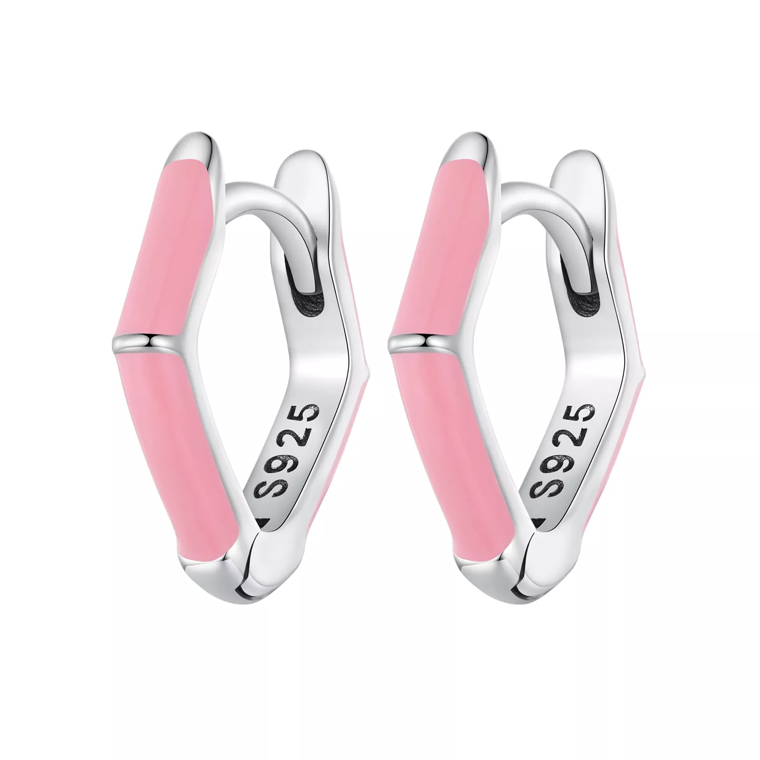 aretes de aro con diamantes rosados de estilo pandora sce1569 pk