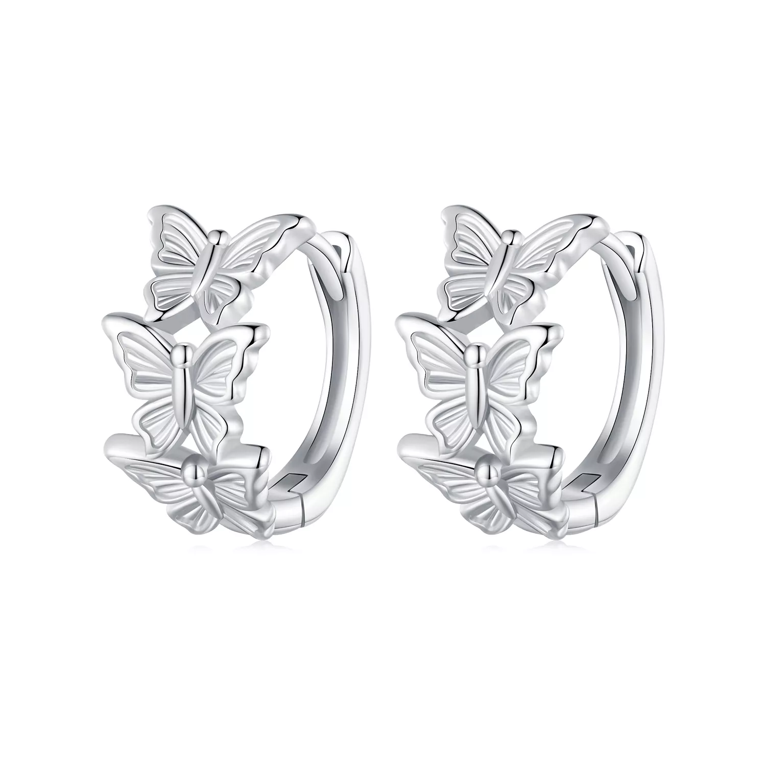 aretes de aro con mariposa al estilo pandora bse908