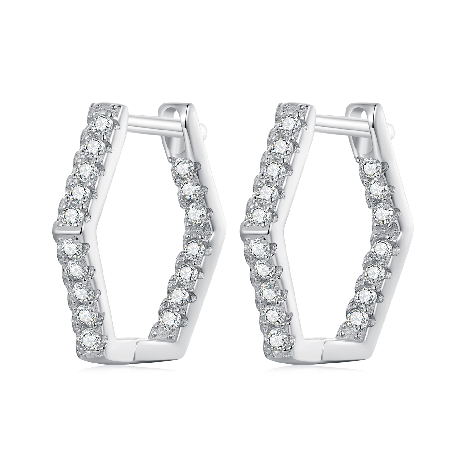 aretes de aro de seis lados estilo pandora bse917