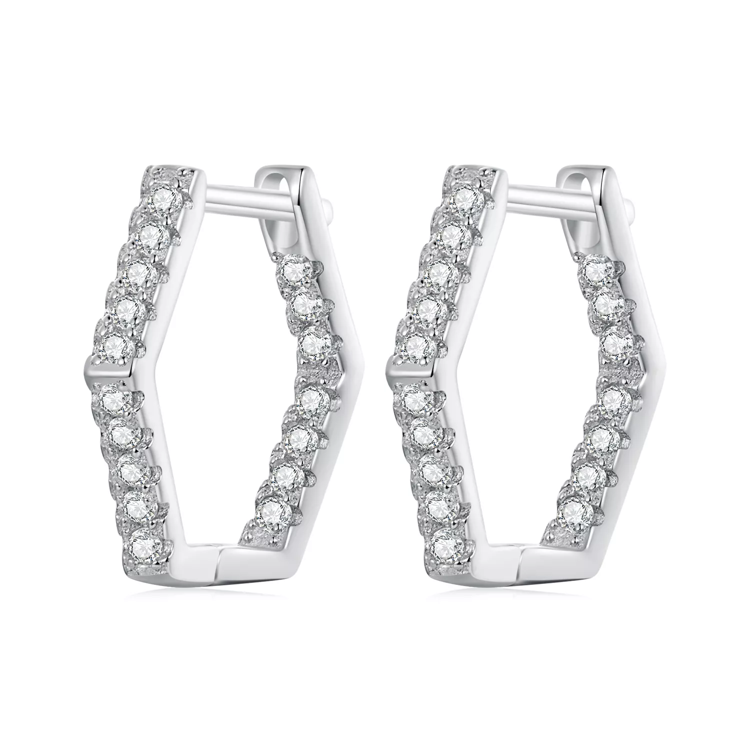 aretes de aro de seis lados estilo pandora bse917