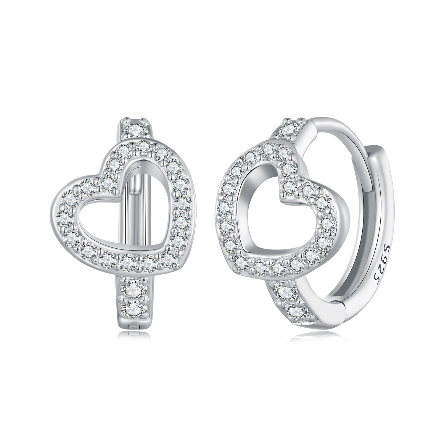 aretes de aro en forma de corazón estilo pandora bse879