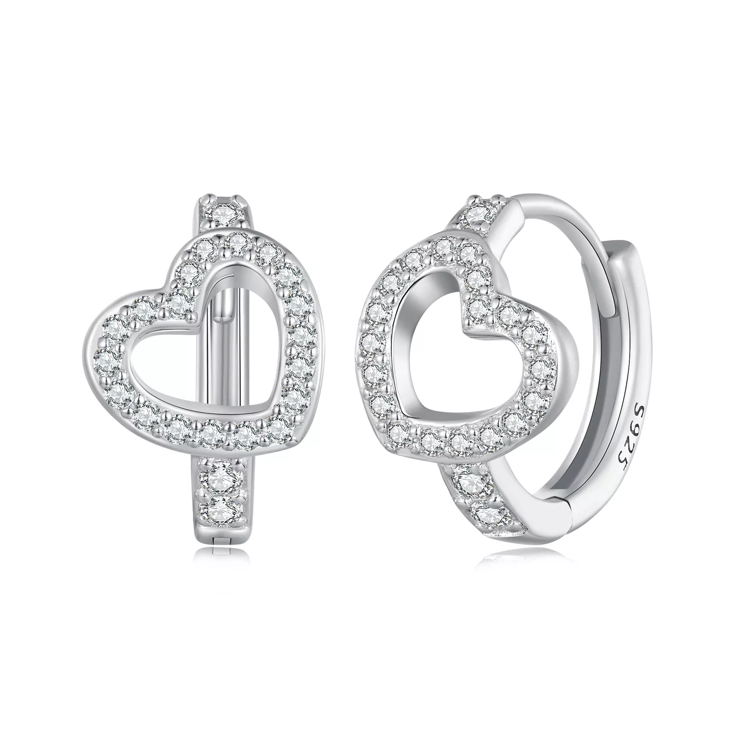 aretes de aro en forma de corazón estilo pandora bse879