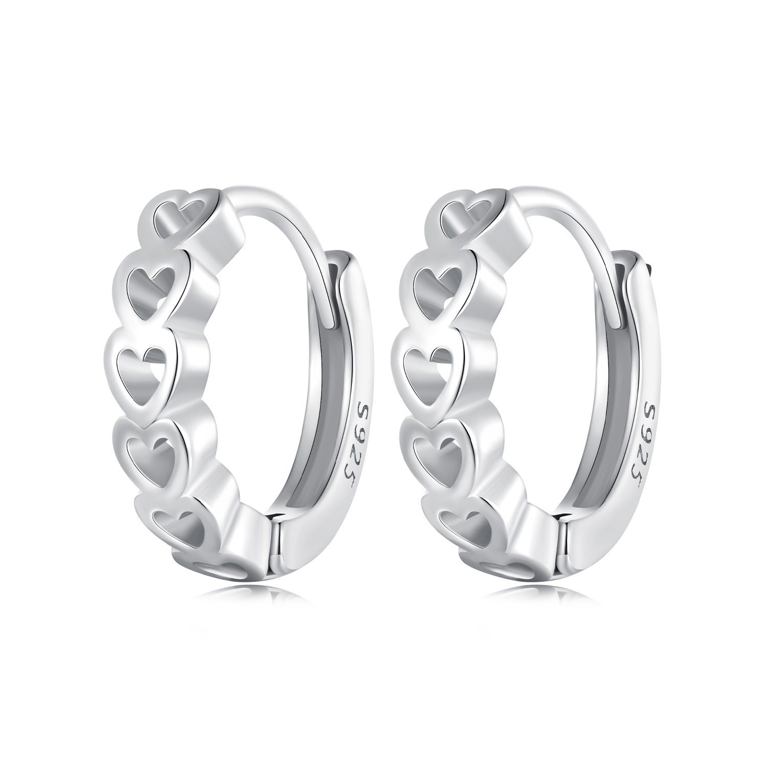 aretes de aro en forma de corazón estilo pandora bse880