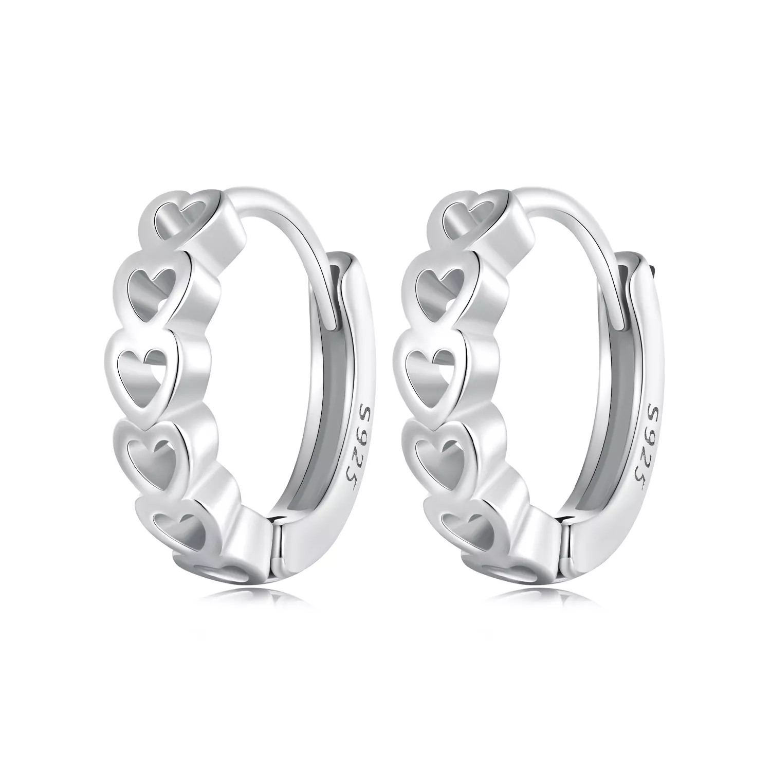 aretes de aro en forma de corazón estilo pandora bse880