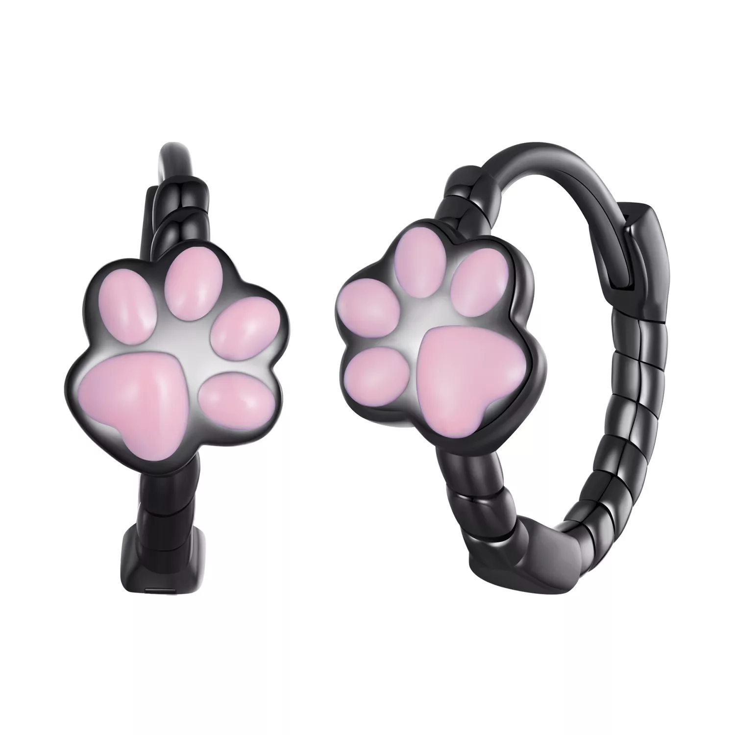 aretes de aro estilo pandora con garra de gato negro sce1576