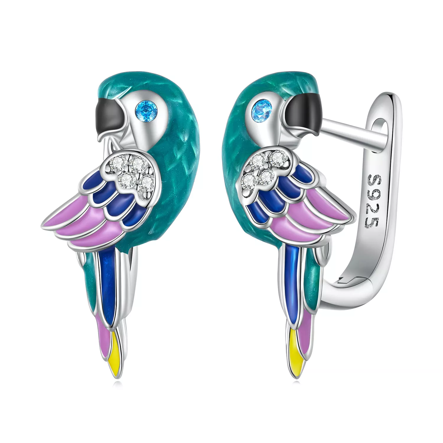 aretes de aro estilo pandora con loro bse829