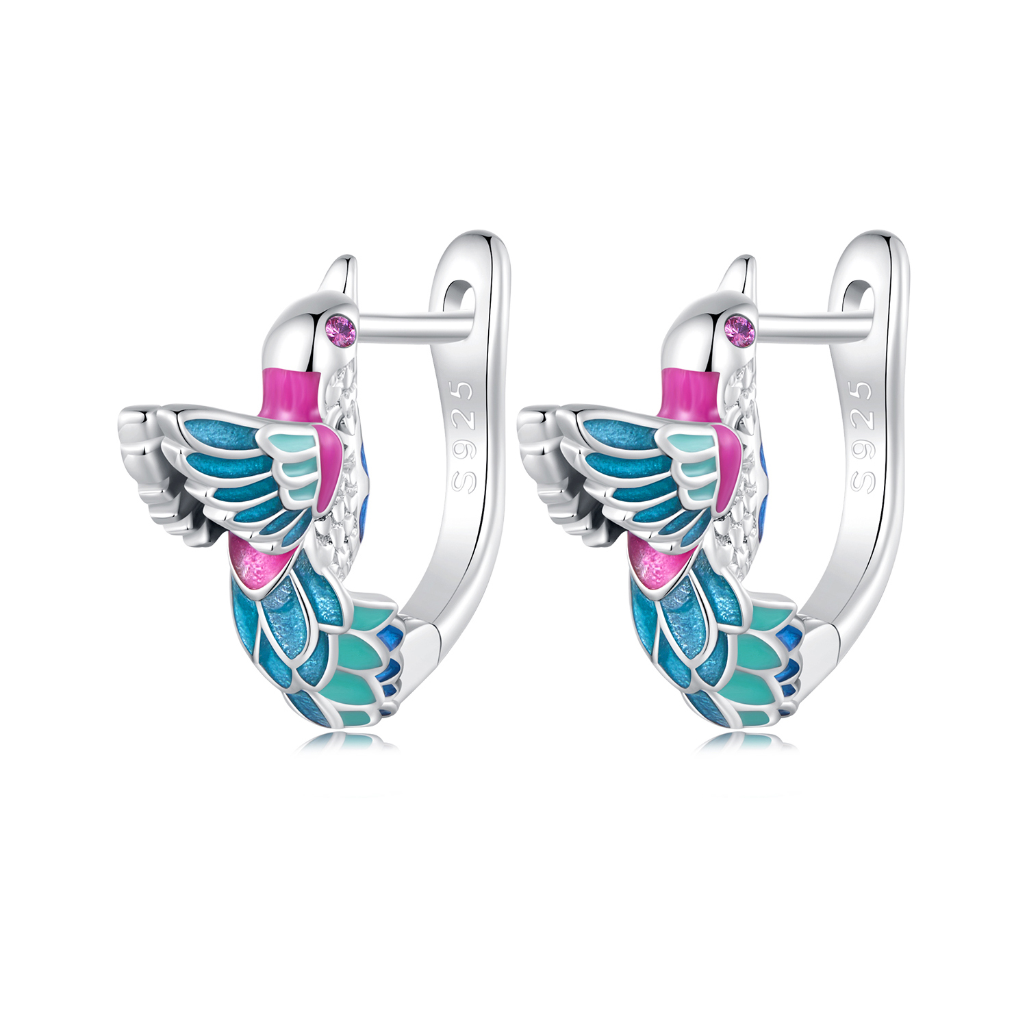 aretes de aro estilo pandora con martín pescador bse899