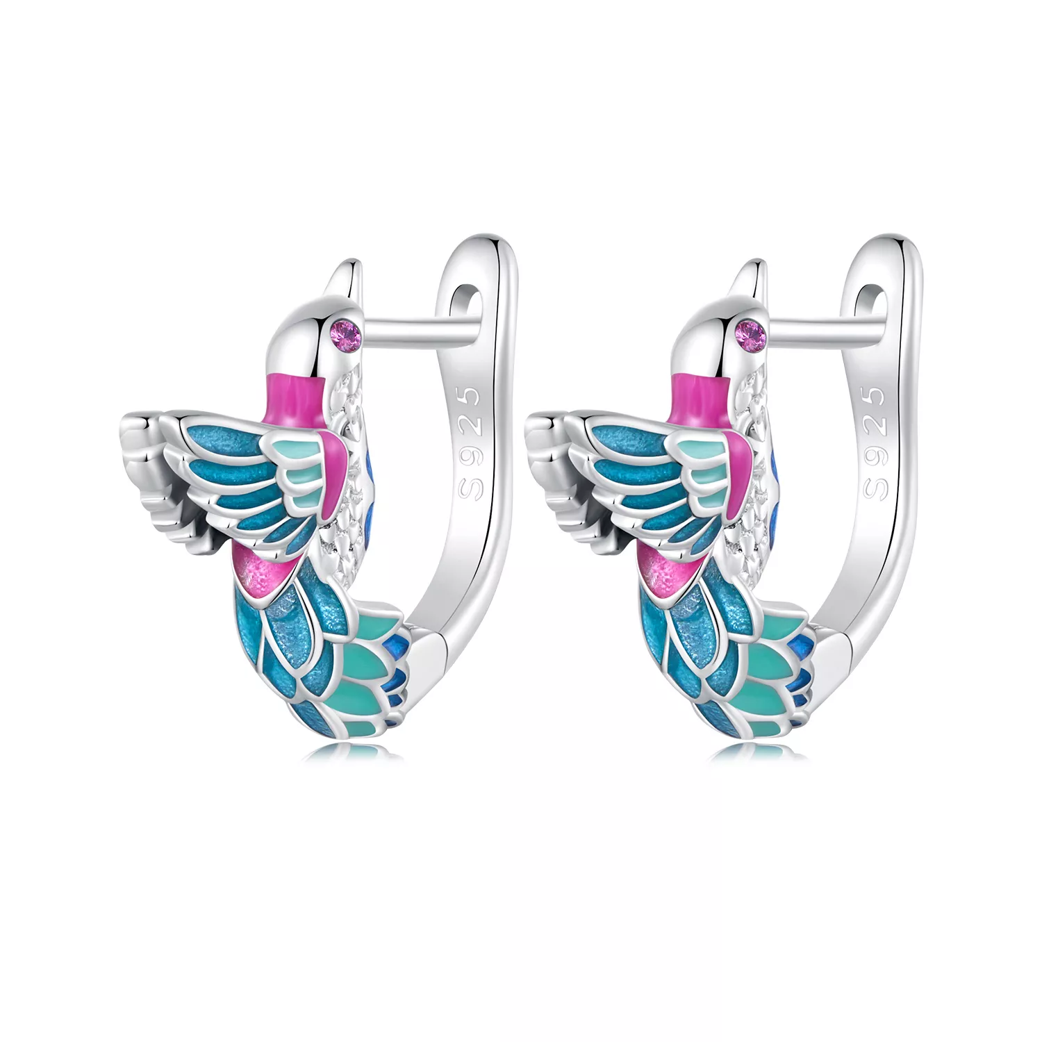 aretes de aro estilo pandora con martín pescador bse899