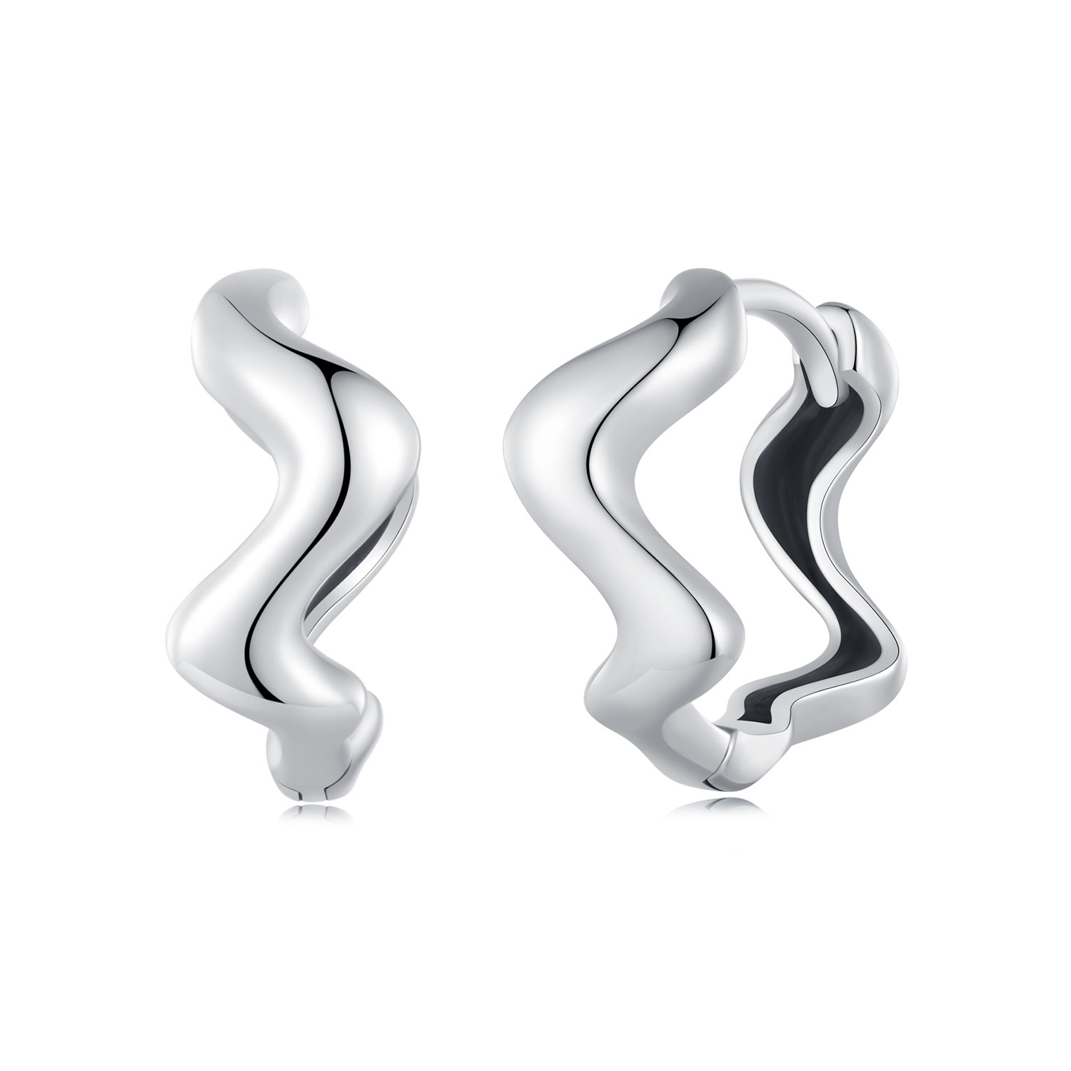 aretes de estilo pandora con forma de ola sce1624
