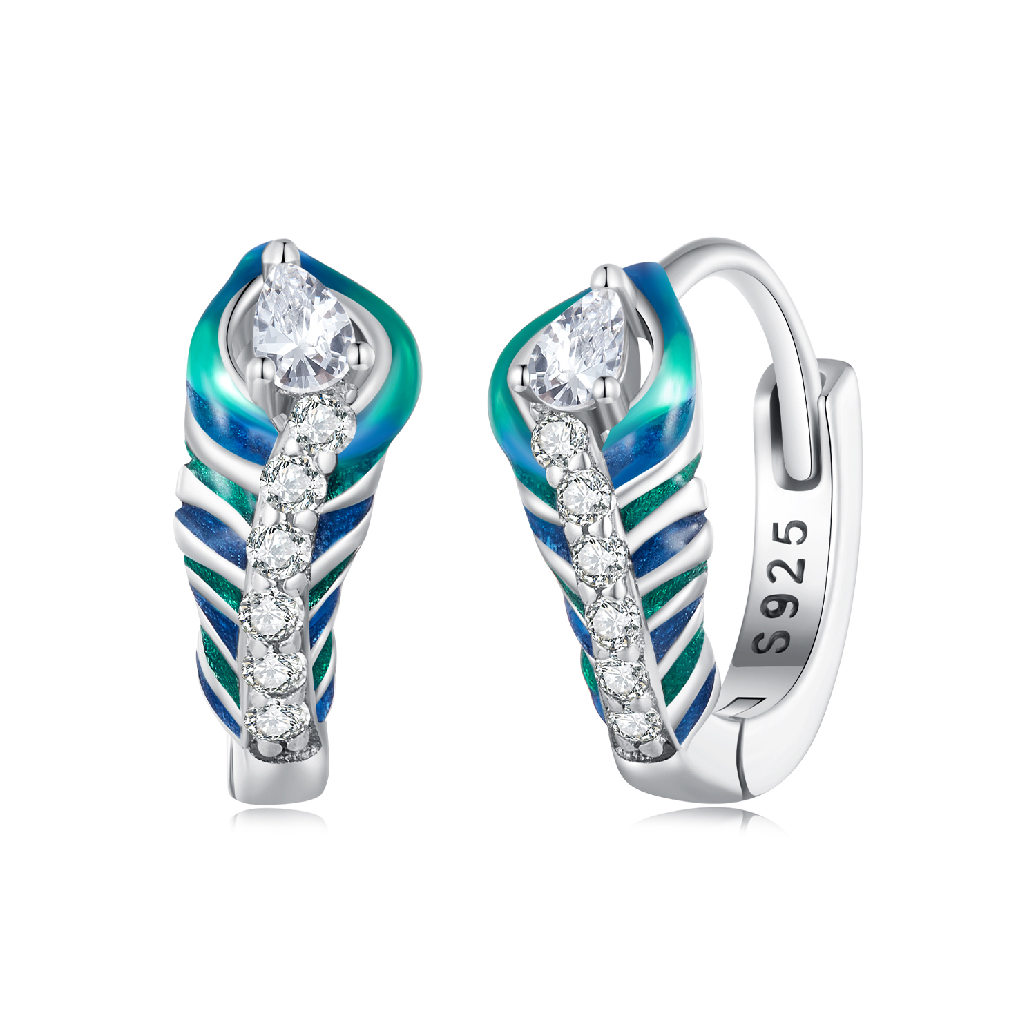 aretes estilo pandora con plumas bse882