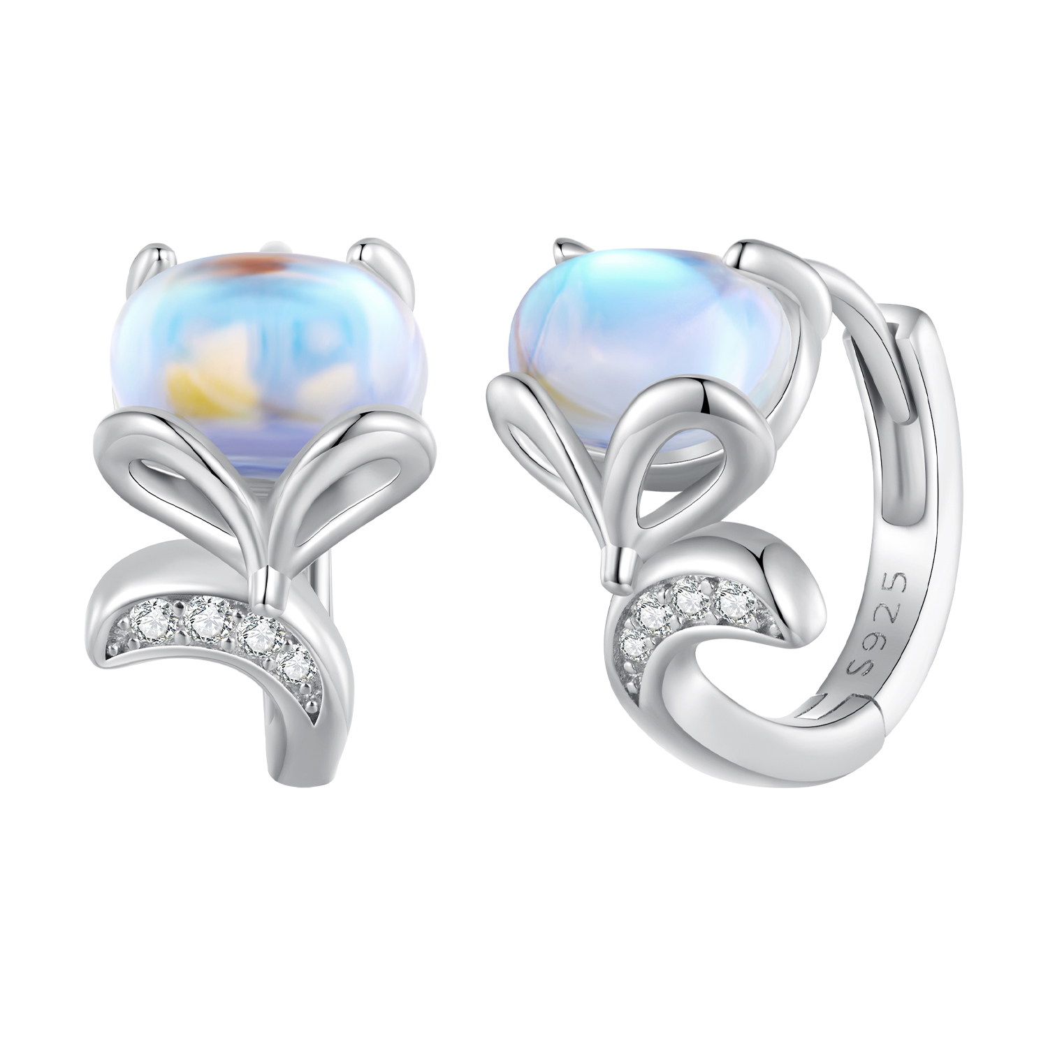 aros de aro con estilo pandora con diseño de zorro sce1582