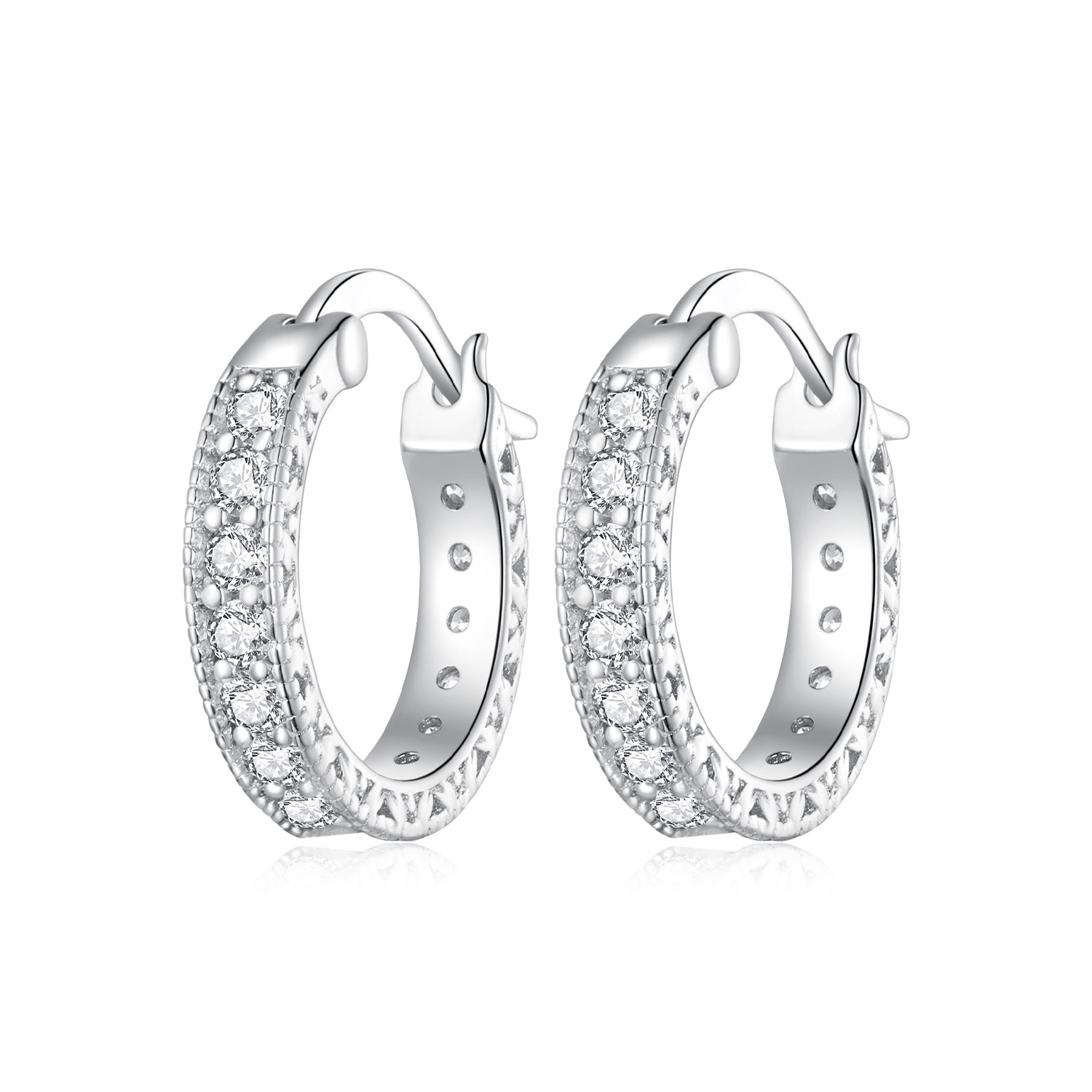 aros de aro estilo pandora con brillo bse868