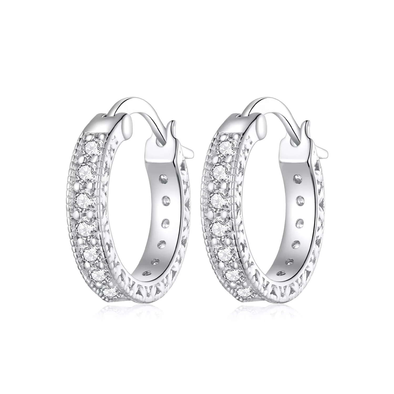 aros de aro estilo pandora con brillo bse868