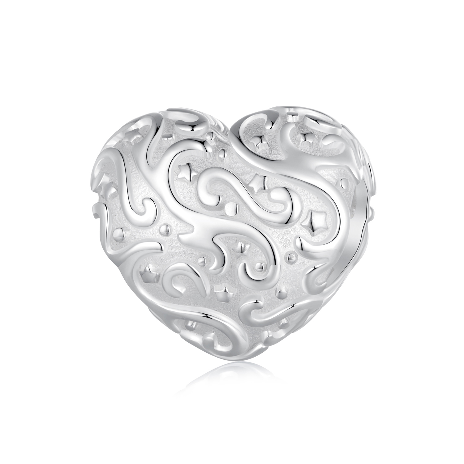 charm con forma de corazón con patrón estilo pandora scc2618