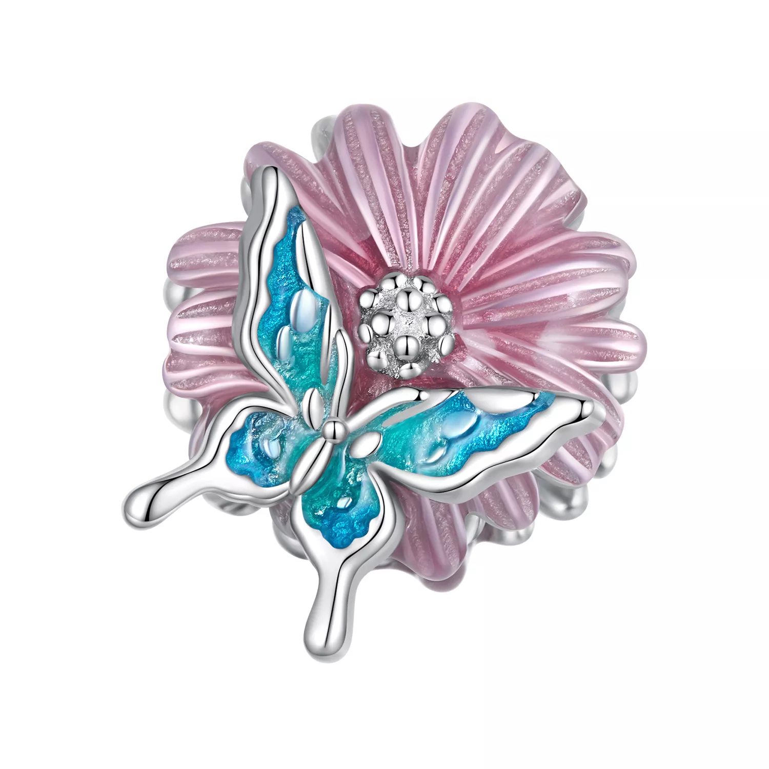 charm de estilo pandora con mariposa y crisantemo bsc788