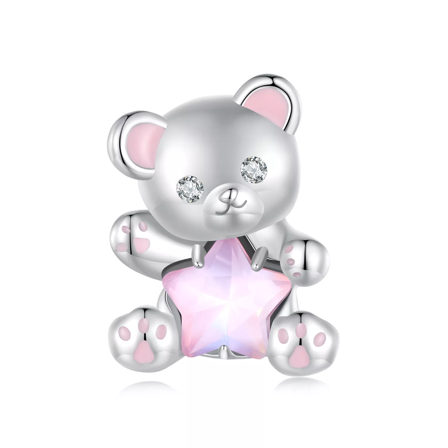 charm de oso estrella rosa estilo pandora scc2638