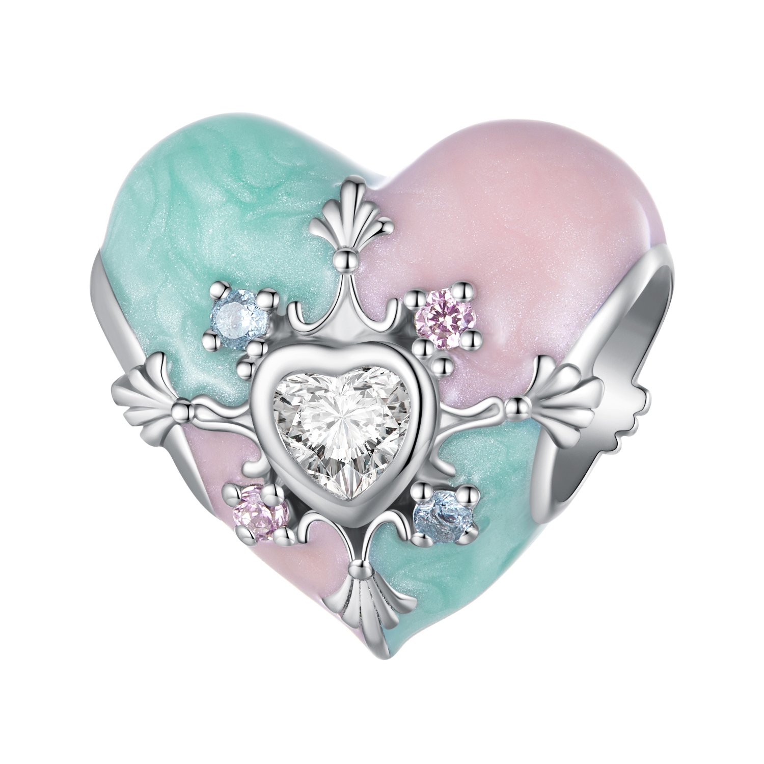 charm de pascua en forma de corazón al estilo de pandora bsc782