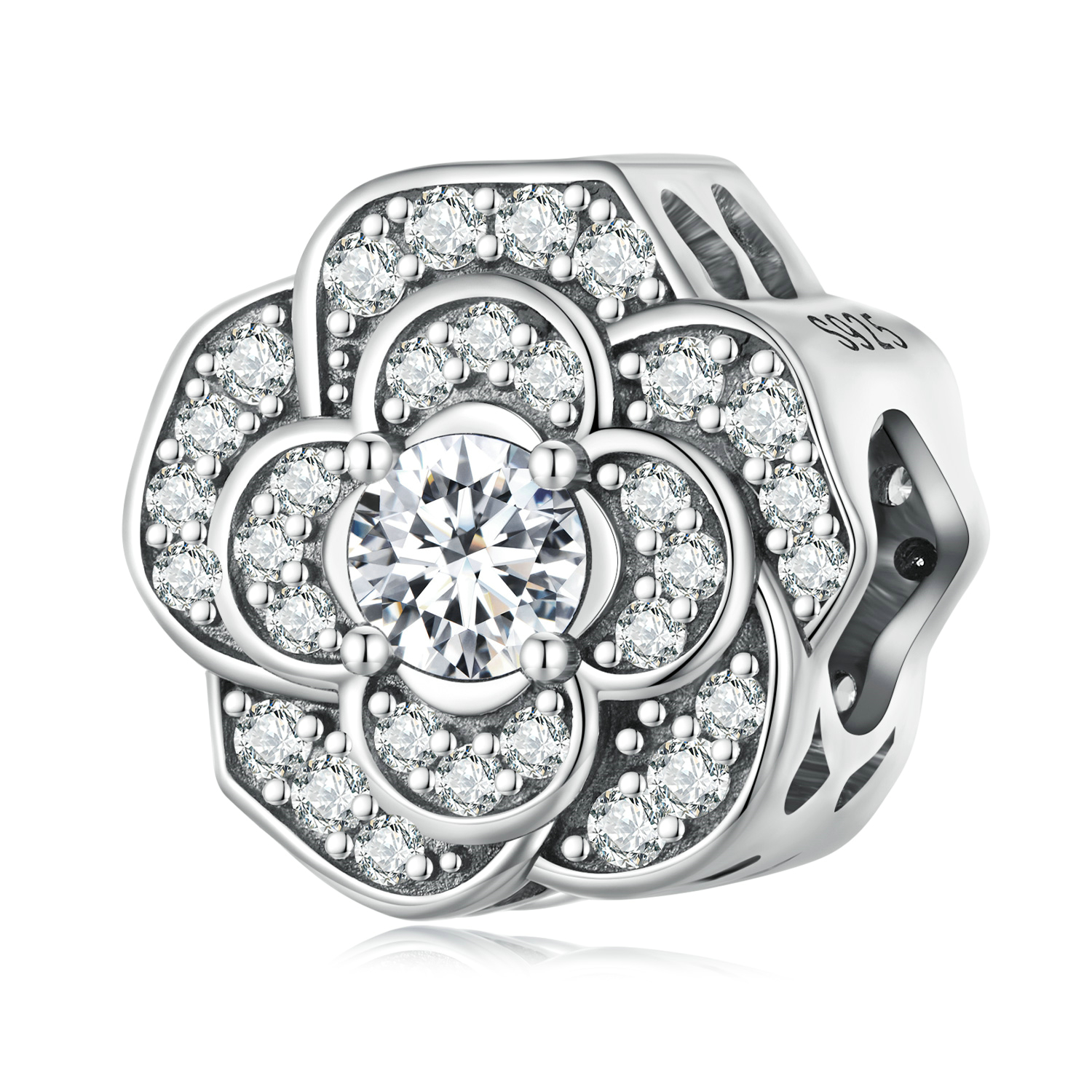 charm estilo pandora con diseño de camelia scc2493