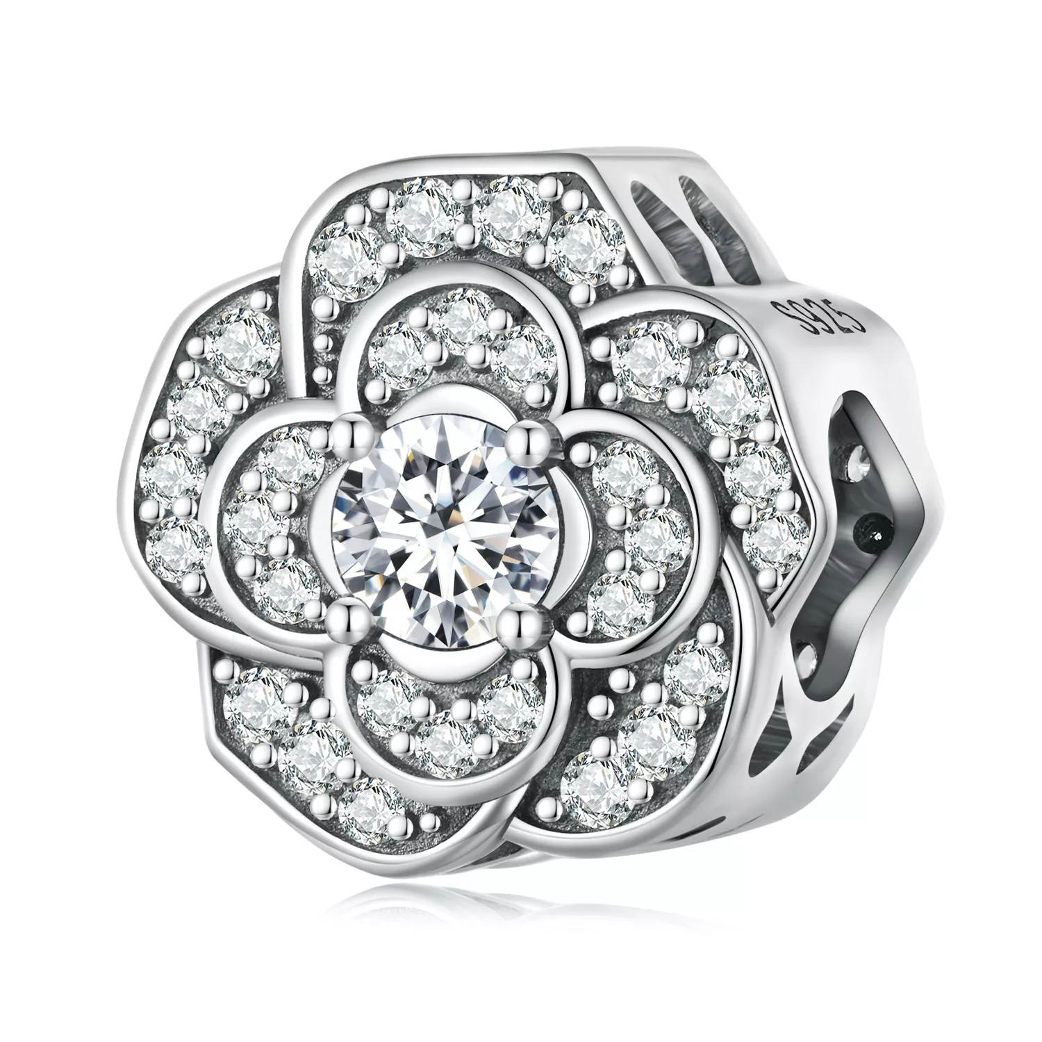 charm estilo pandora con diseño de camelia scc2493