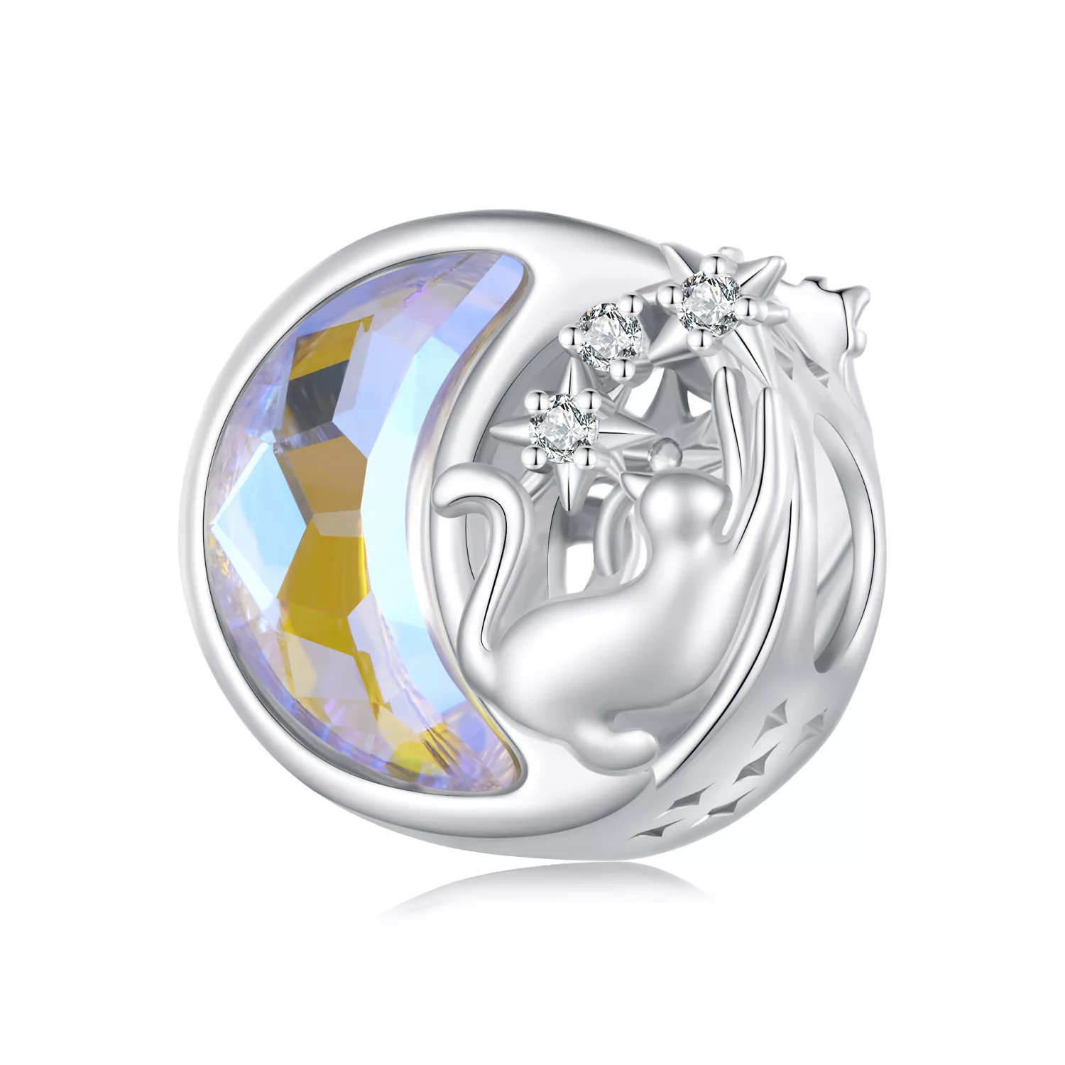 charm estilo pandora con diseño de gato a la luz de la luna scc2538
