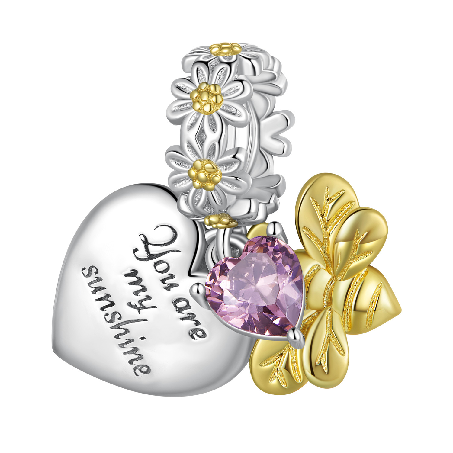 charm estilo pandora con diseño de margarita y abeja bsc816