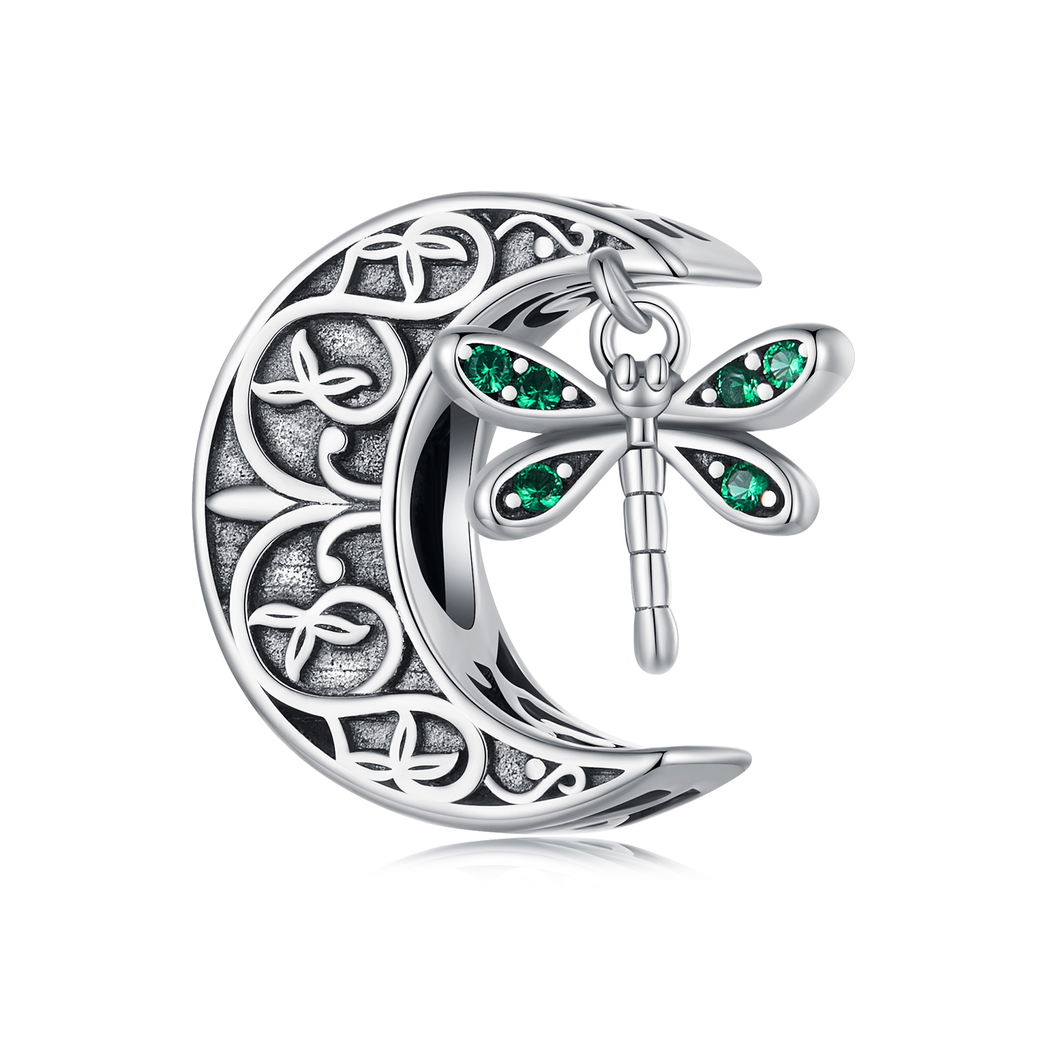 charm estilo pandora con libélula y luna scc2605