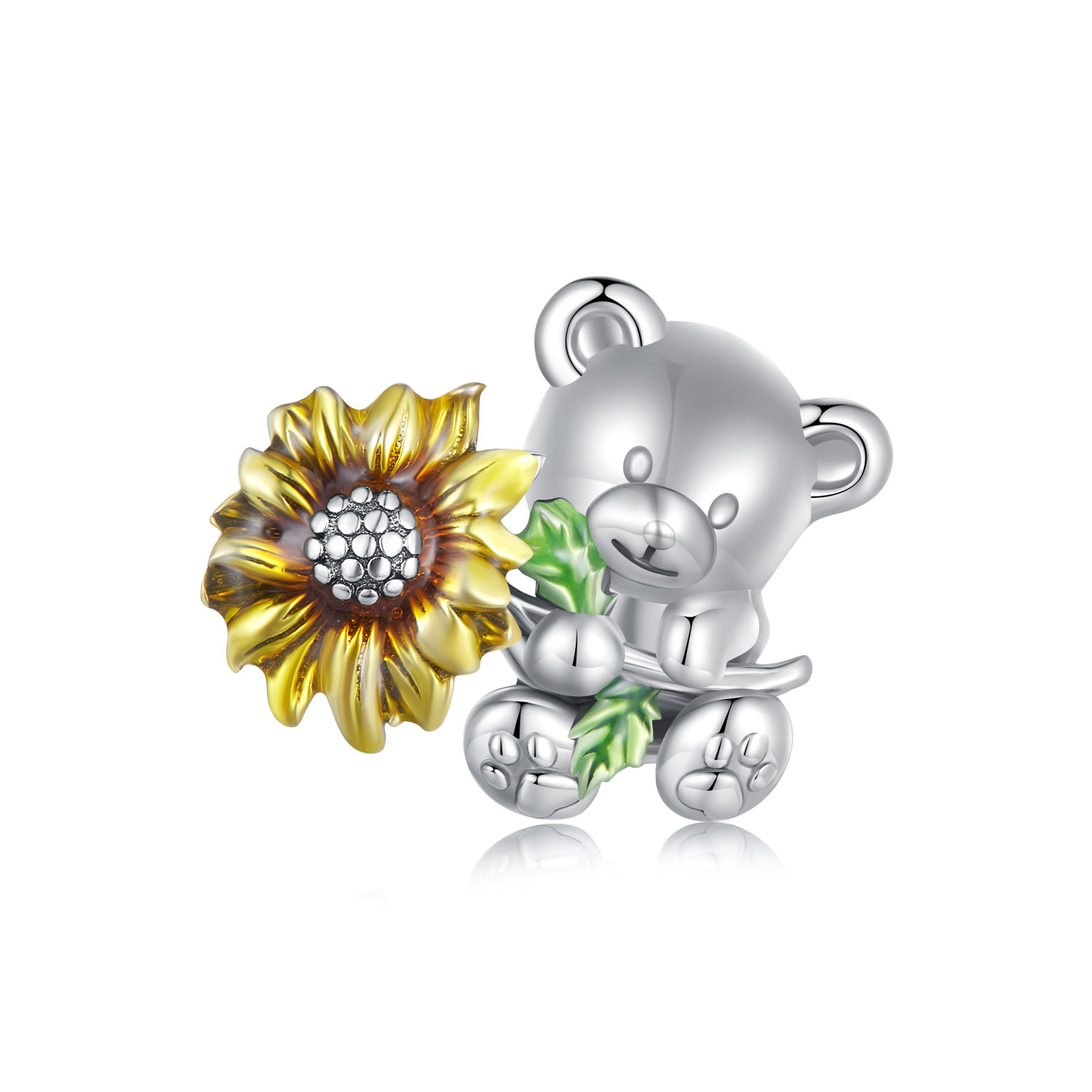 charm estilo pandora de girasol y oso scc2560