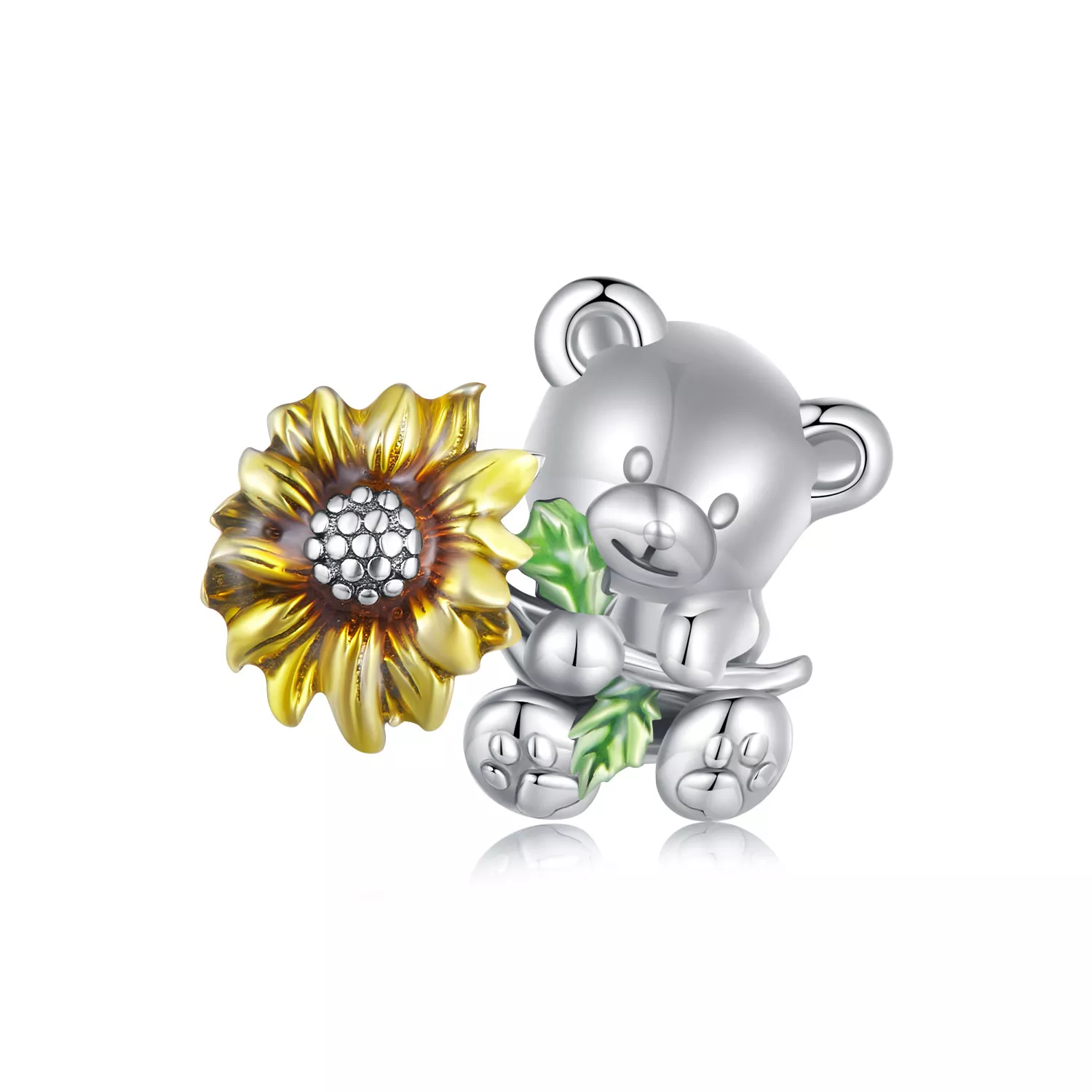 charm estilo pandora de girasol y oso scc2560