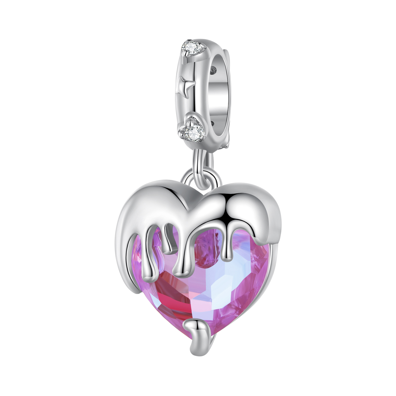 colgante con forma de corazón para niña estilo pandora que se derrite scc2471