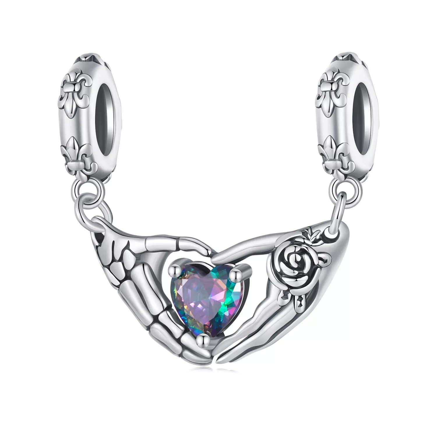colgante con manos de calavera de halloween estilo pandora scc2607