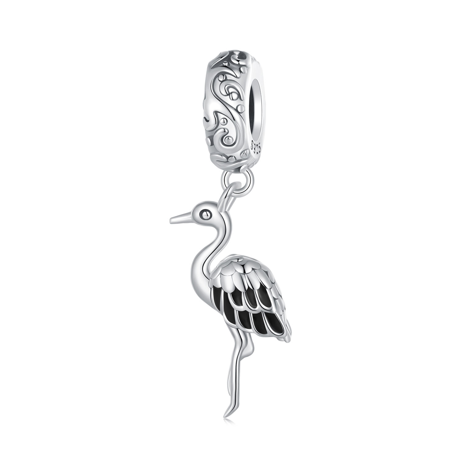 colgante de cigüeña blanca estilo pandora scc2635