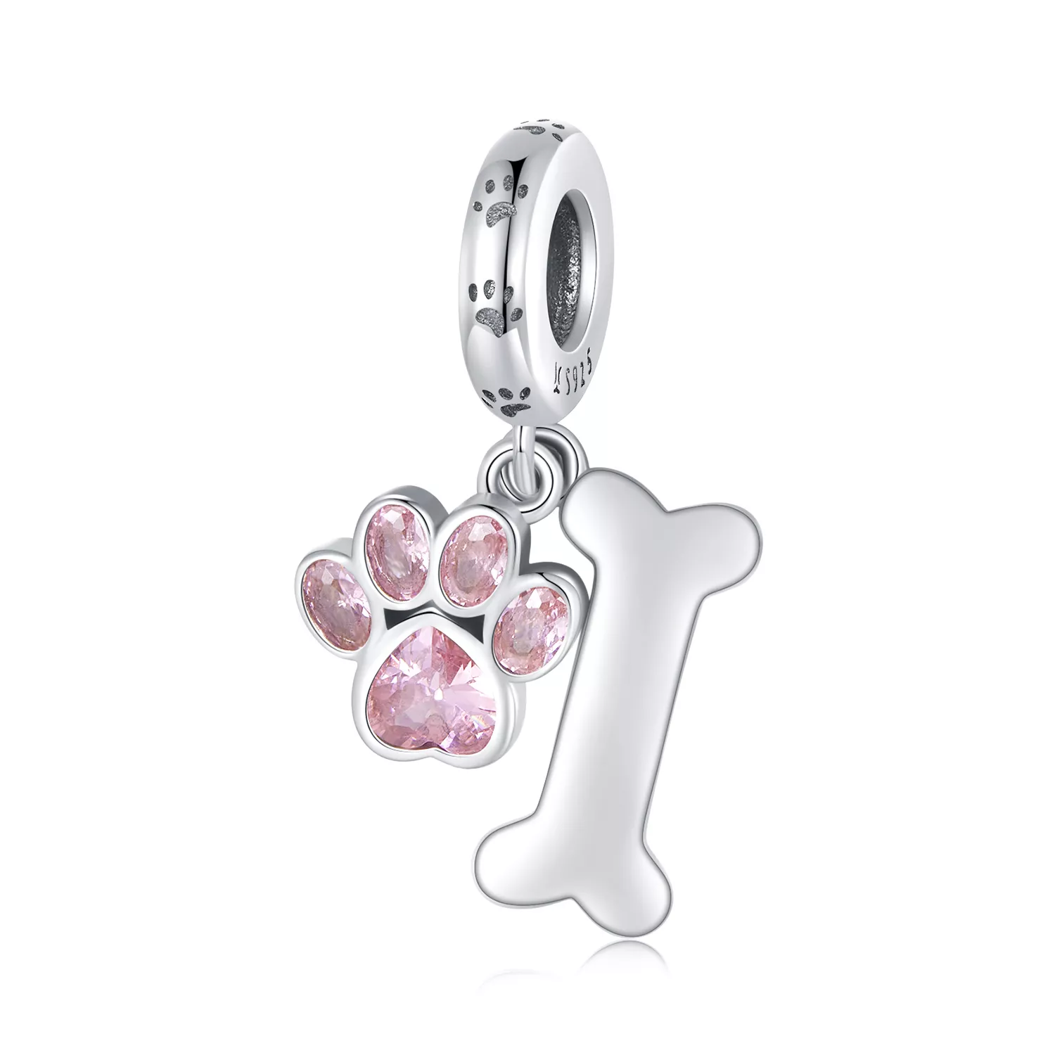 colgante de hueso de pata de perro rosa estilo pandora scc2127 pk