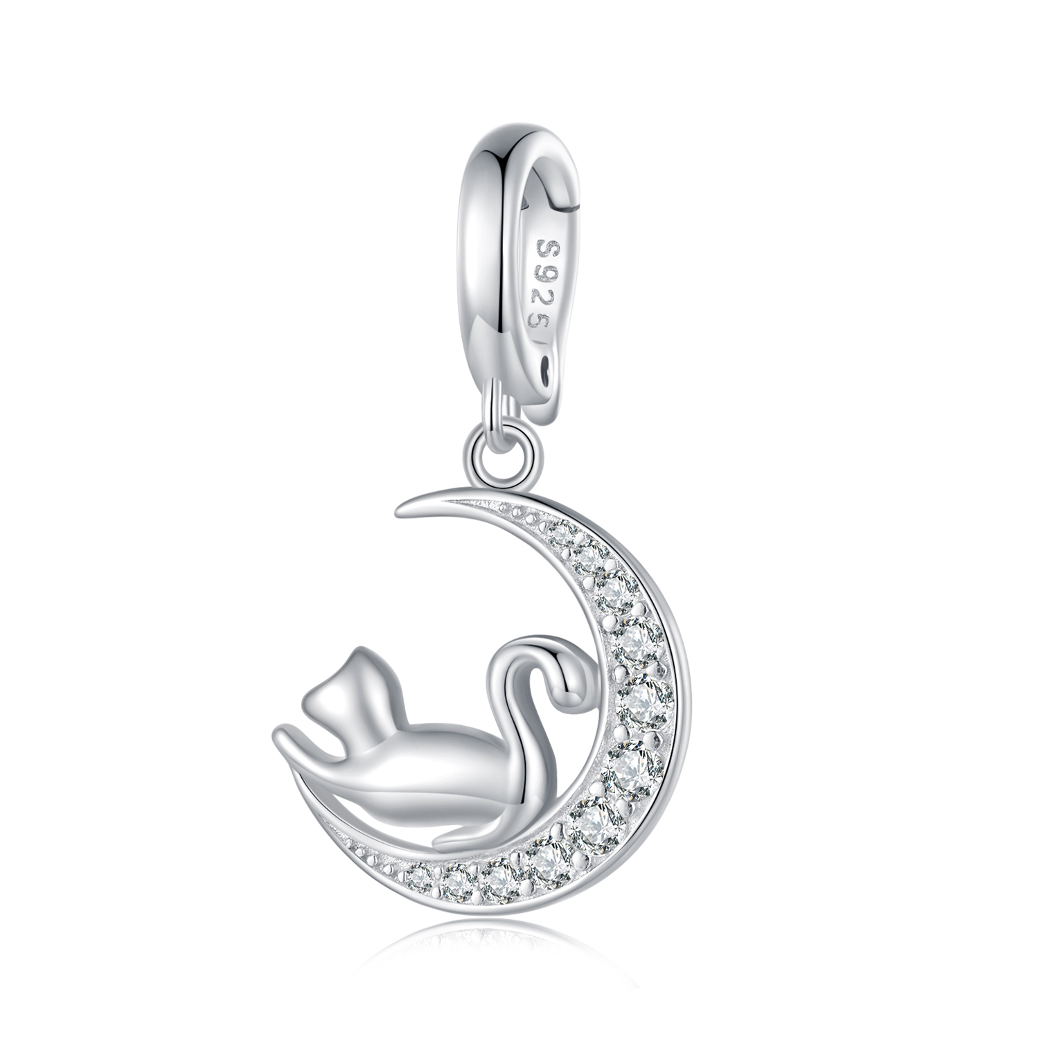 colgante luna y gato estilo pandora scc2571