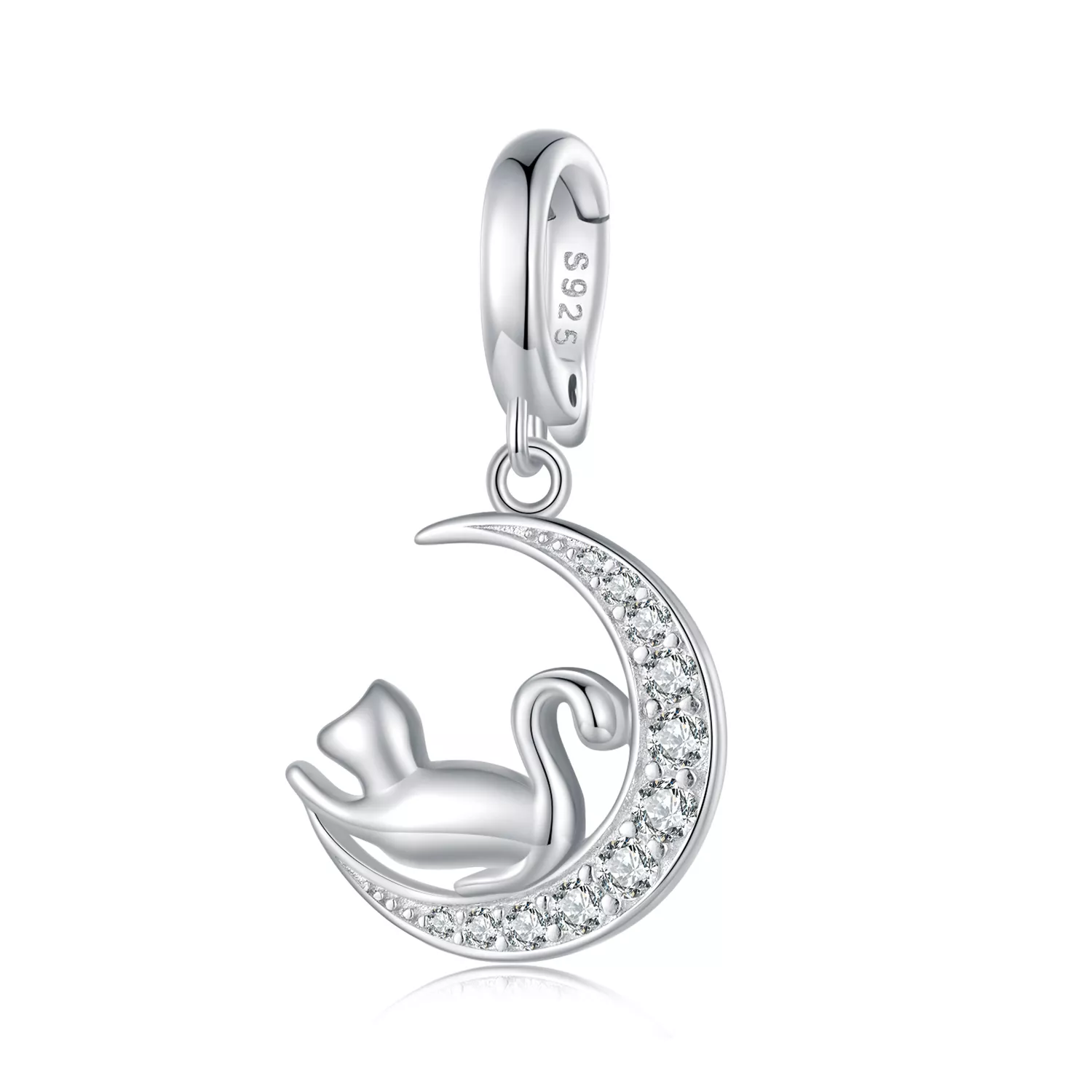 colgante luna y gato estilo pandora scc2571