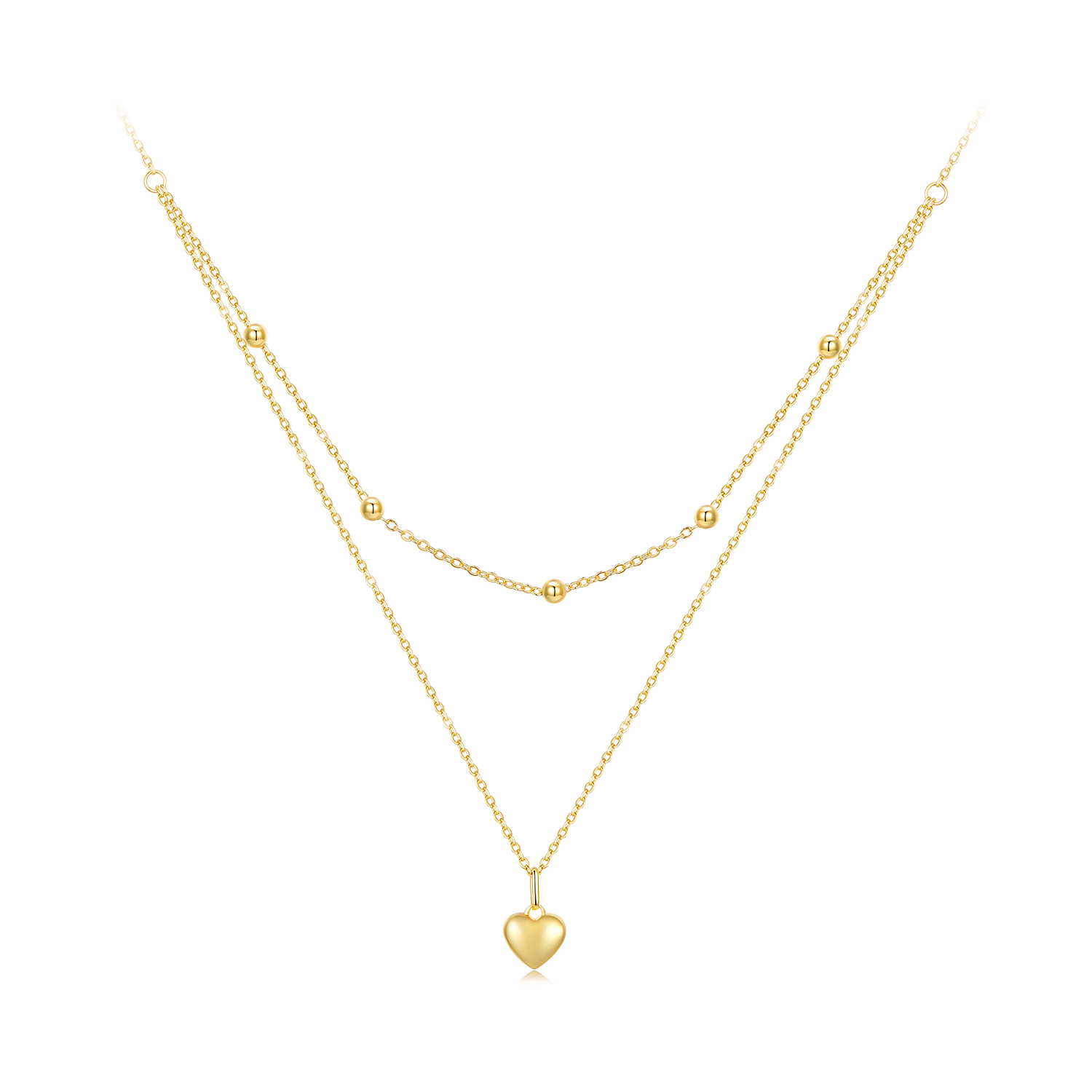 collar de cuentas en forma de corazón dorado estilo pandora bsn168 b