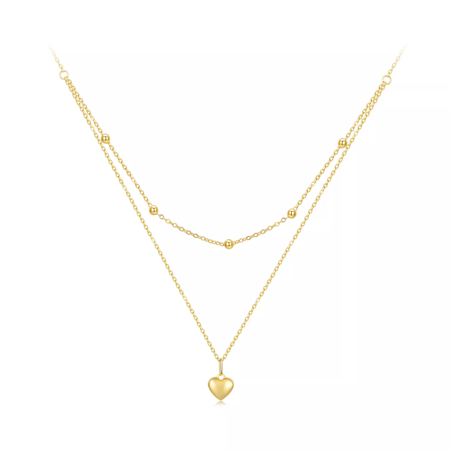 collar de cuentas en forma de corazón dorado estilo pandora bsn168 b
