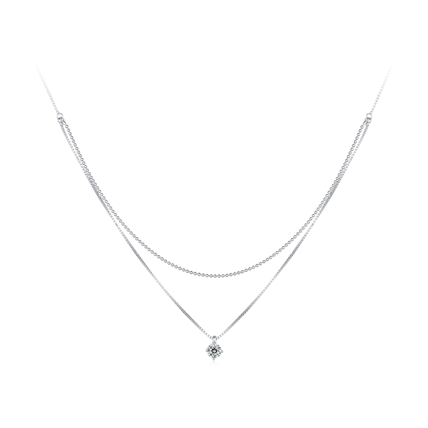 collar de doble capa brillante estilo pandora bsn358