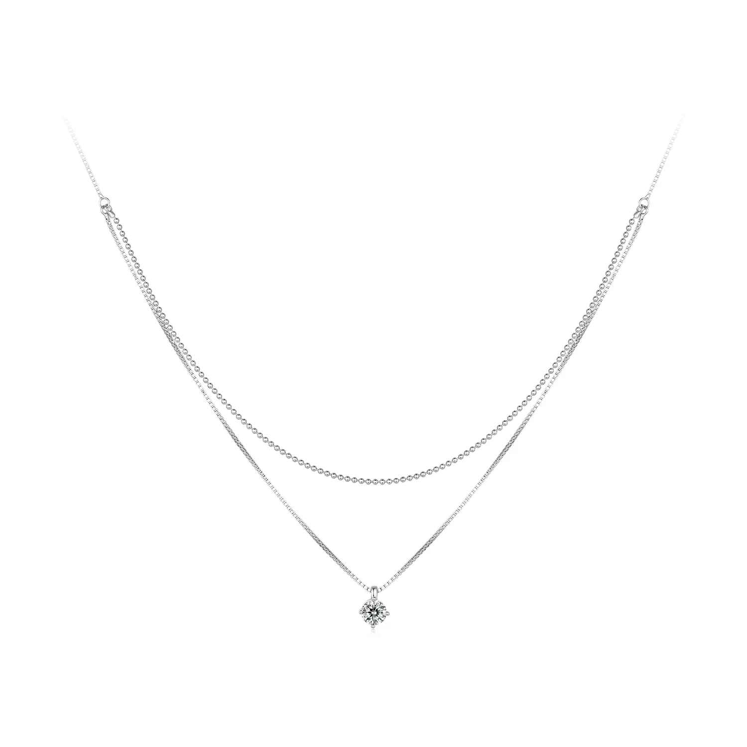 collar de doble capa brillante estilo pandora bsn358