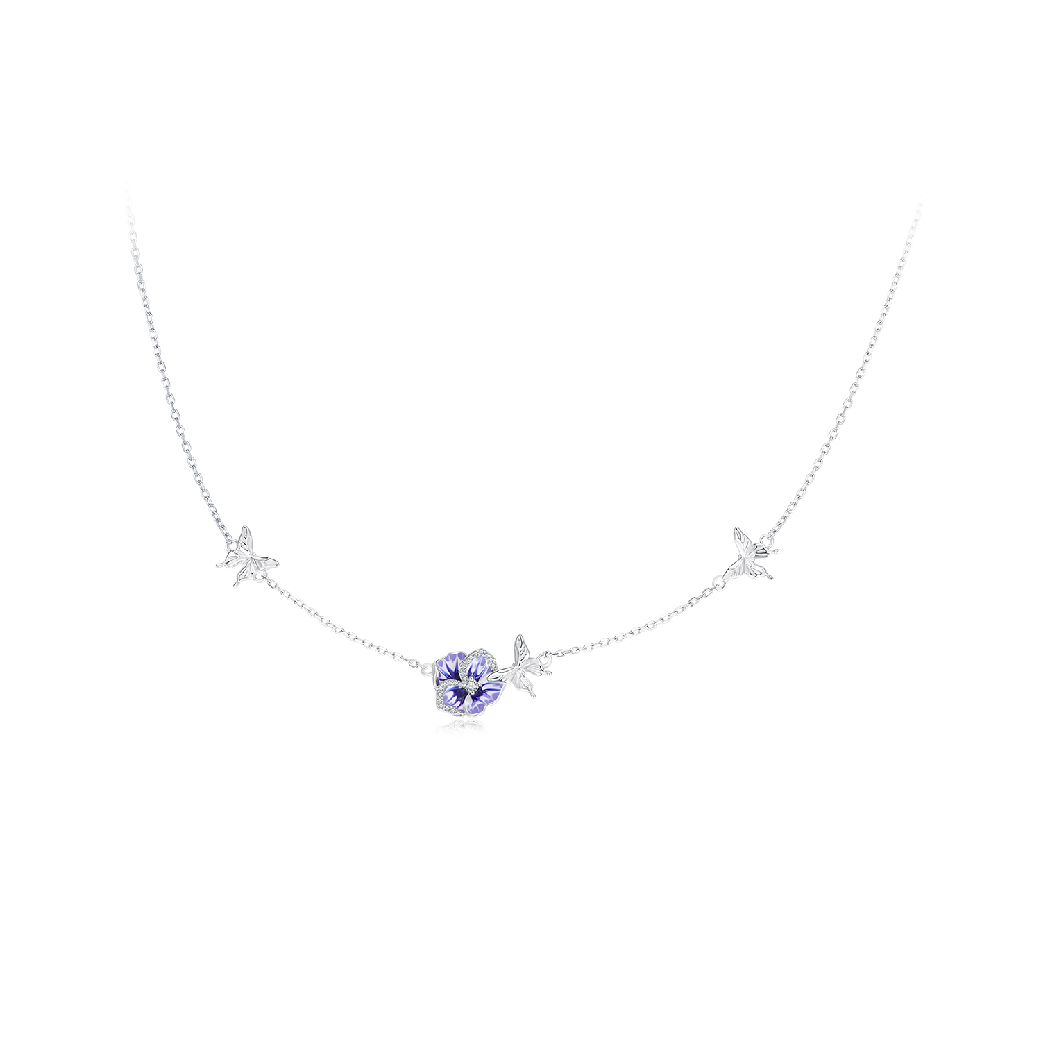 collar elástico estilo pandora con flores de pensamiento bsn336
