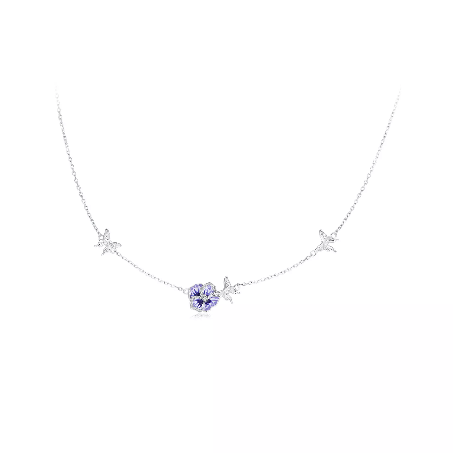 collar elástico estilo pandora con flores de pensamiento bsn336