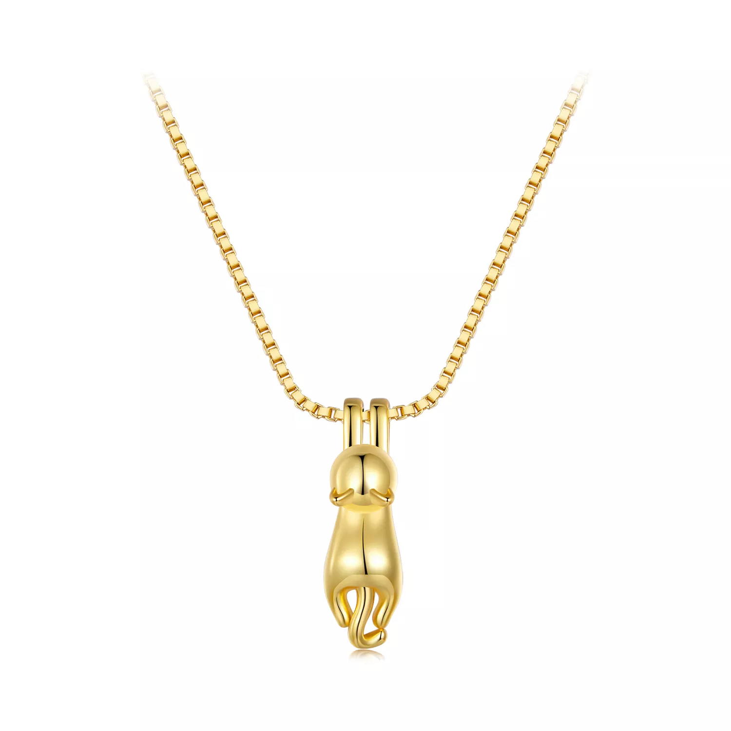 collar estilo pandora con colgante de gatito dorado scn032 b