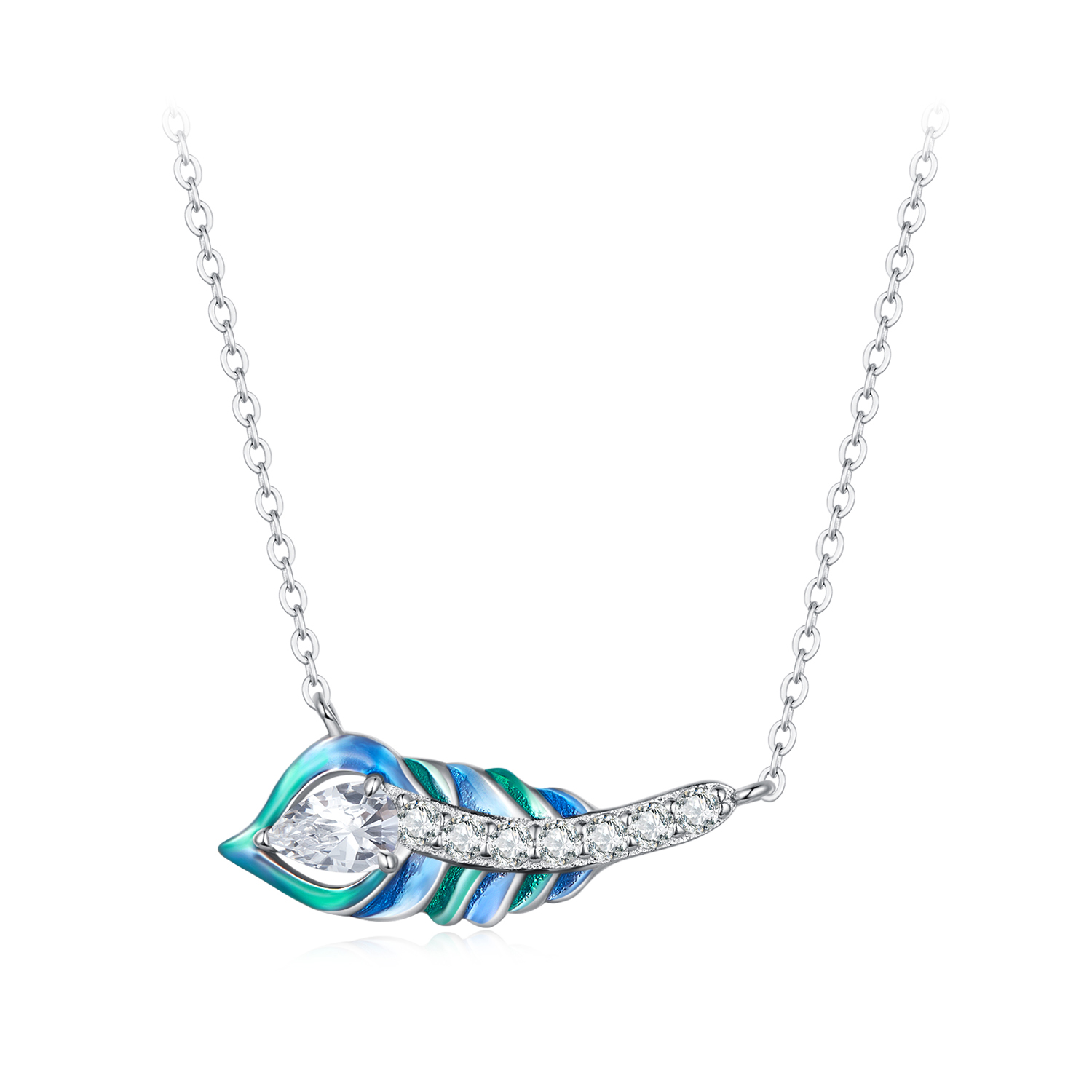 collar estilo pandora con pluma bsn346