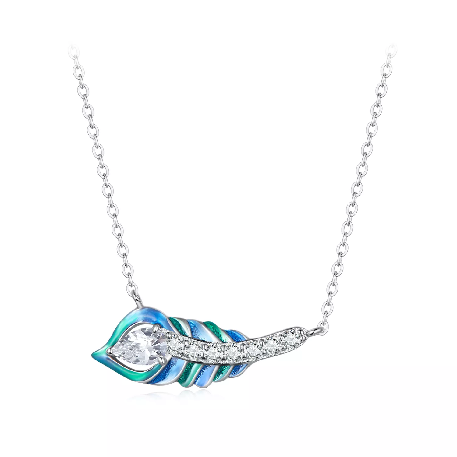 collar estilo pandora con pluma bsn346