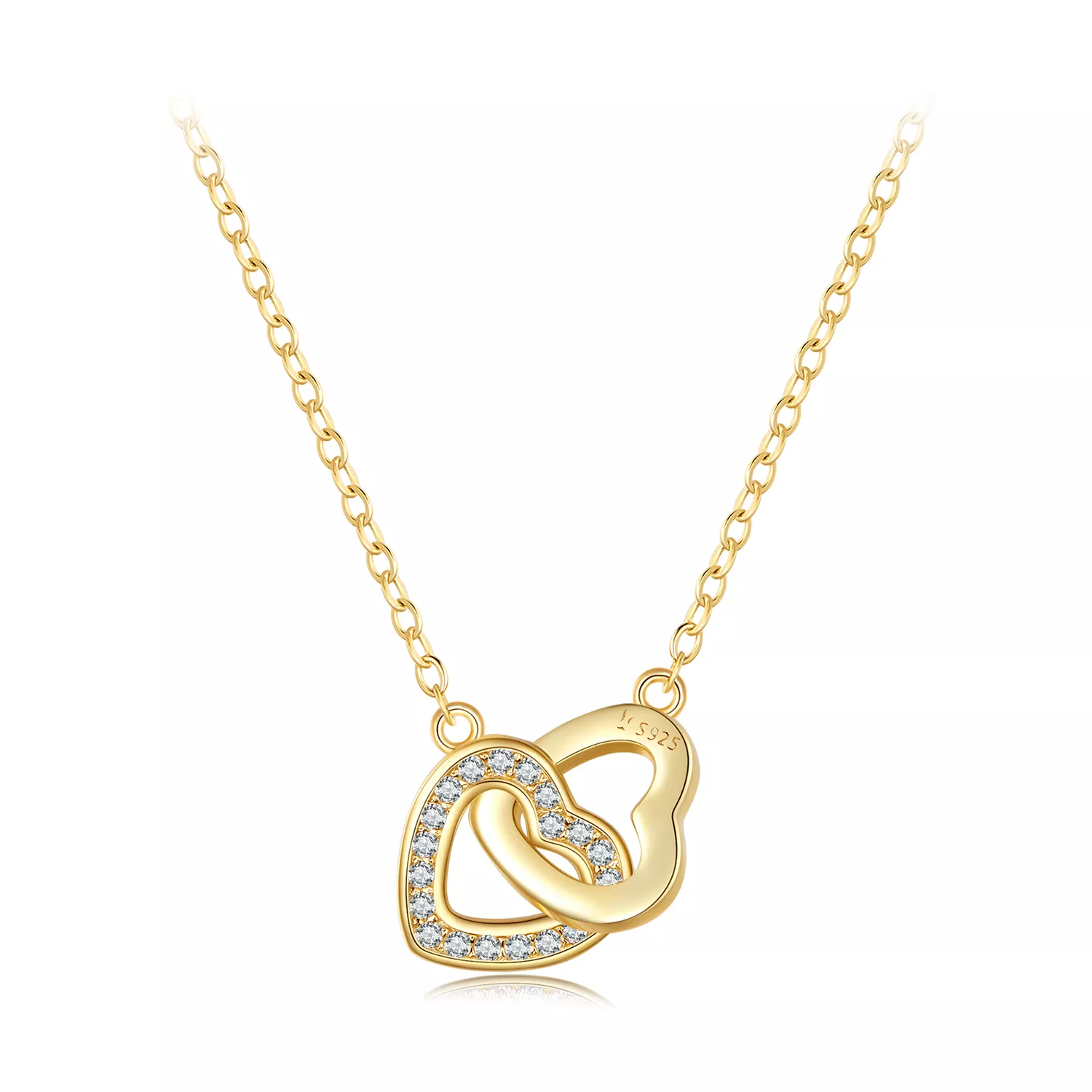 collar estilo pandora corazón a corazón plata 925 scn181 b