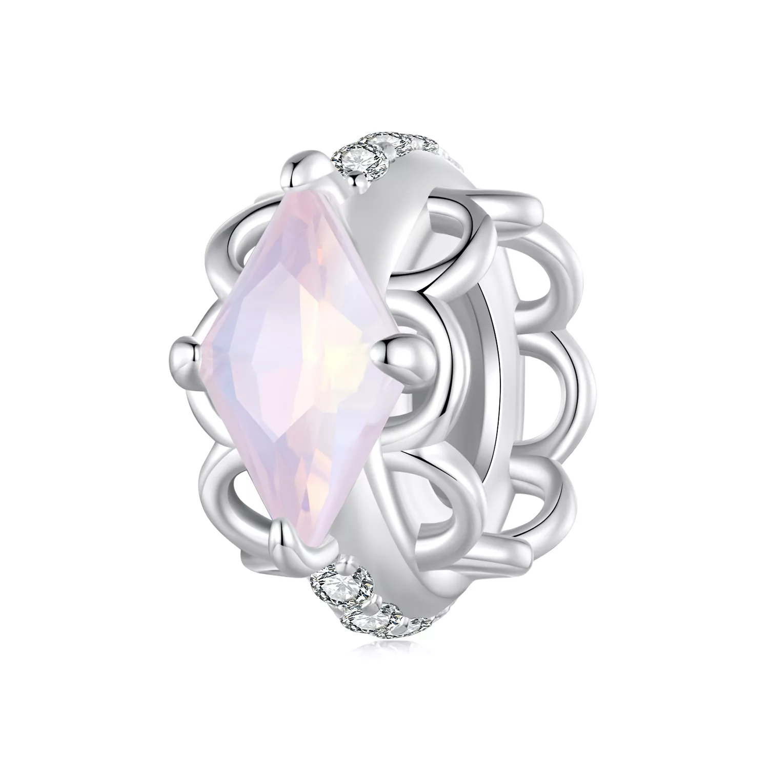 espaciador de silicona estilo pandora con encaje rosa scc2642