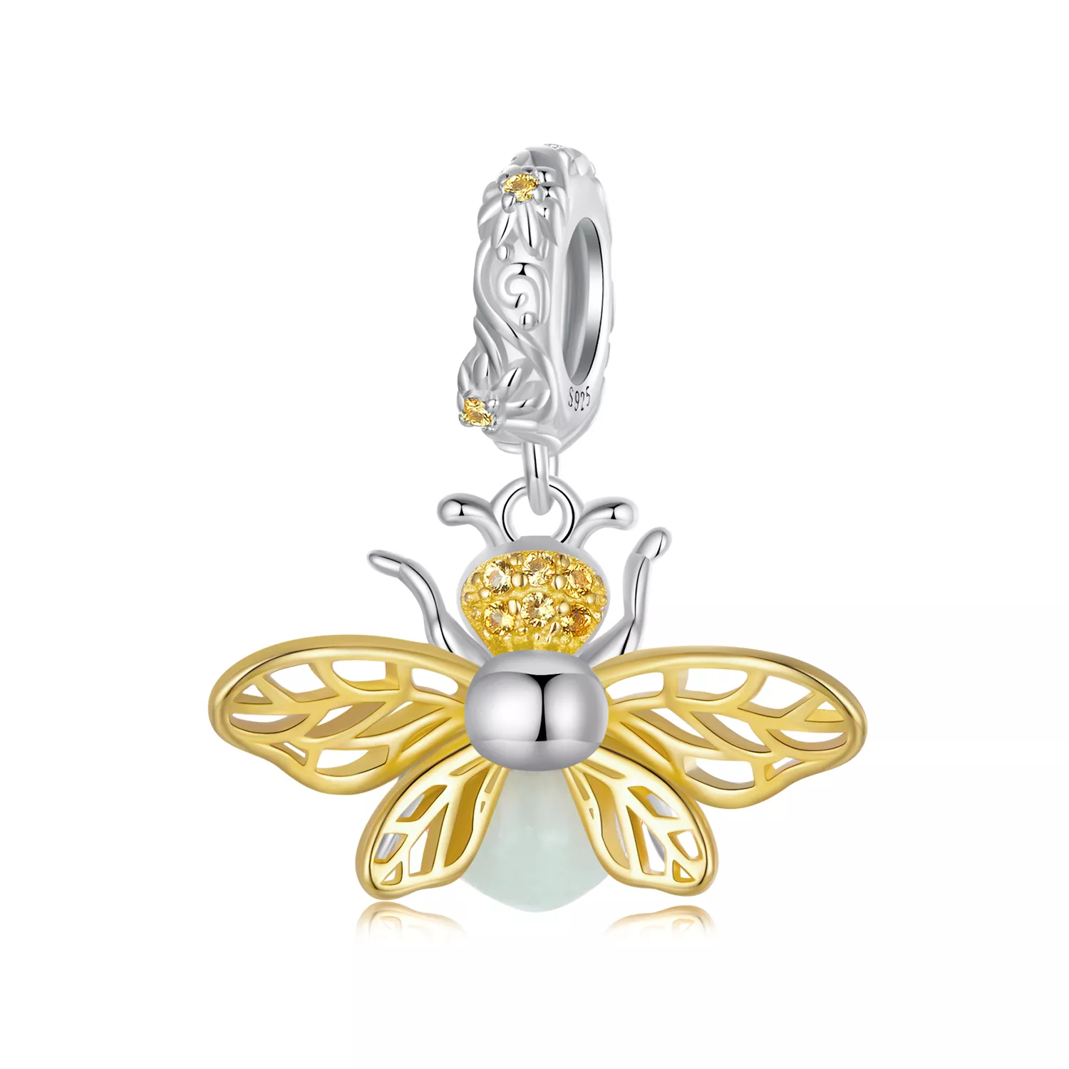 estilo pandora abeja que brilla en la oscuridad colgante scc2616