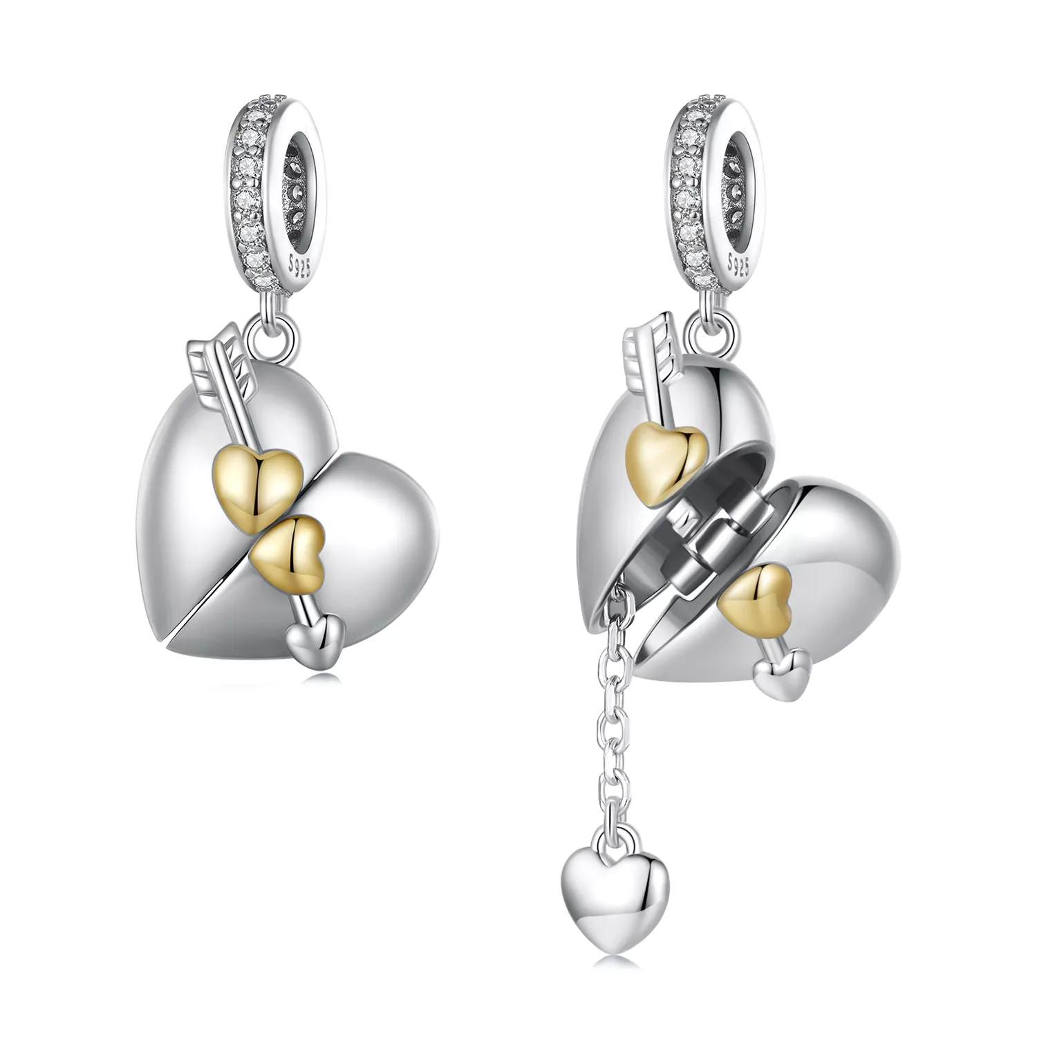 estilo pandora colgante con forma de corazón abrible bsc804